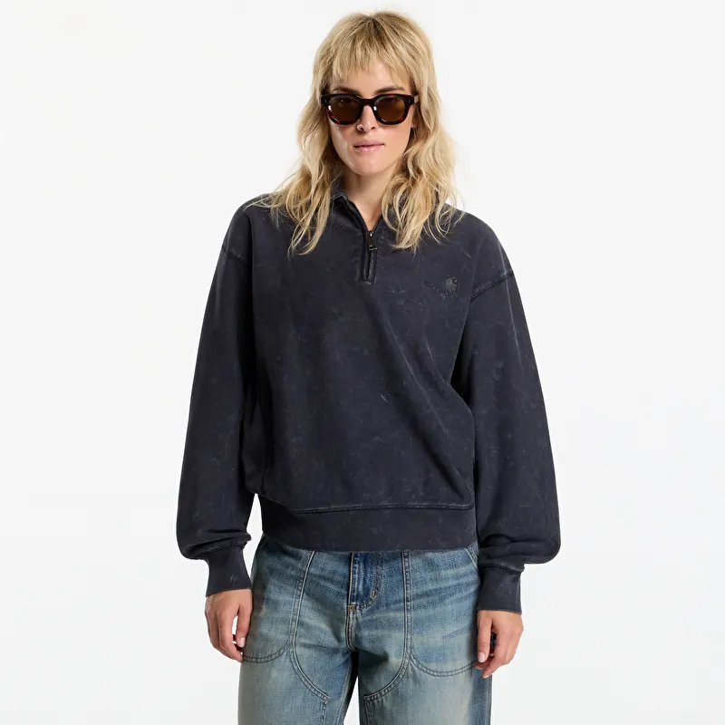 Mikina Carhartt WIP Lambert Polo Sweat UNISEX Black Moon Wash