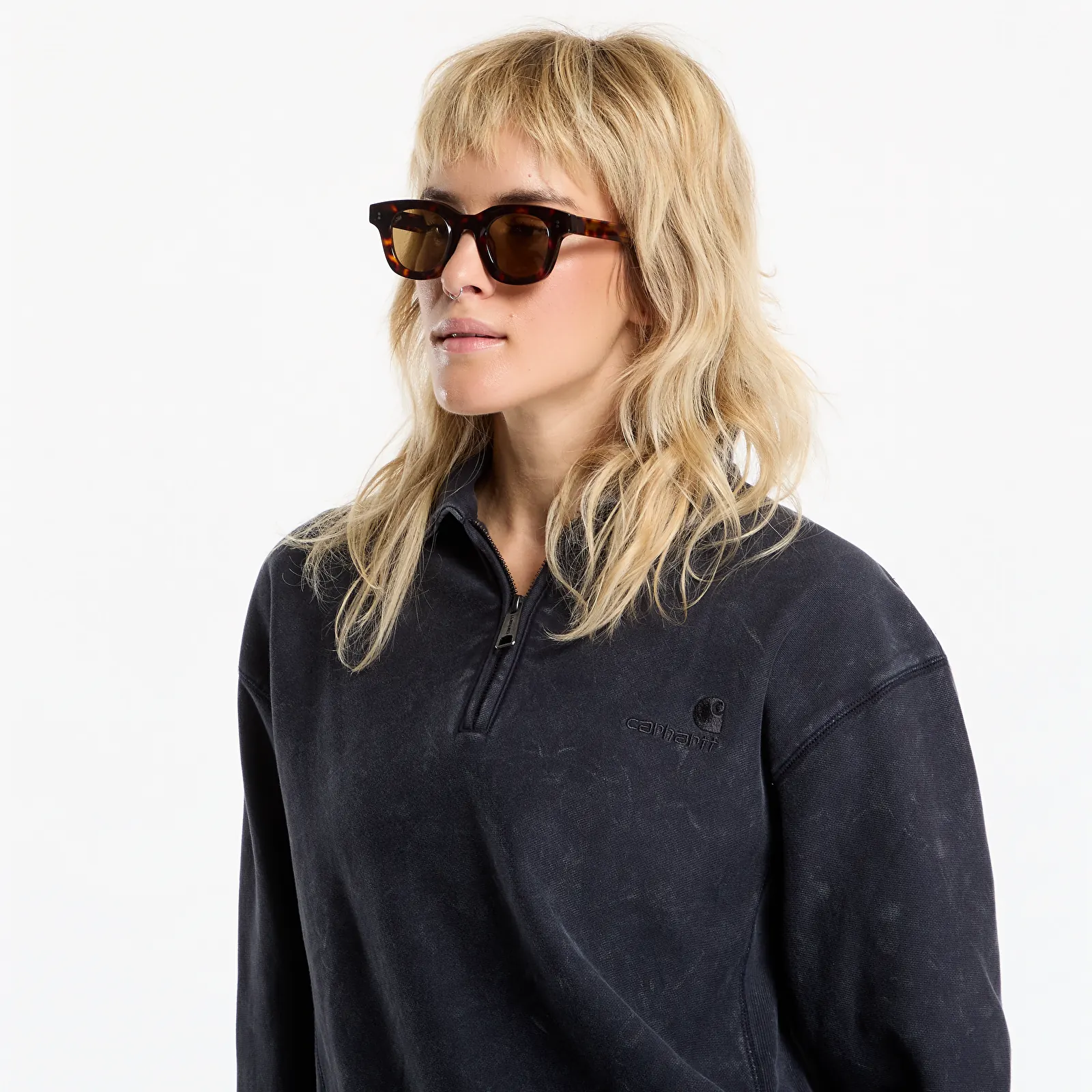 Camisolas de homem Carhartt WIP Lambert Polo Sweat UNISEX Black Moon Wash