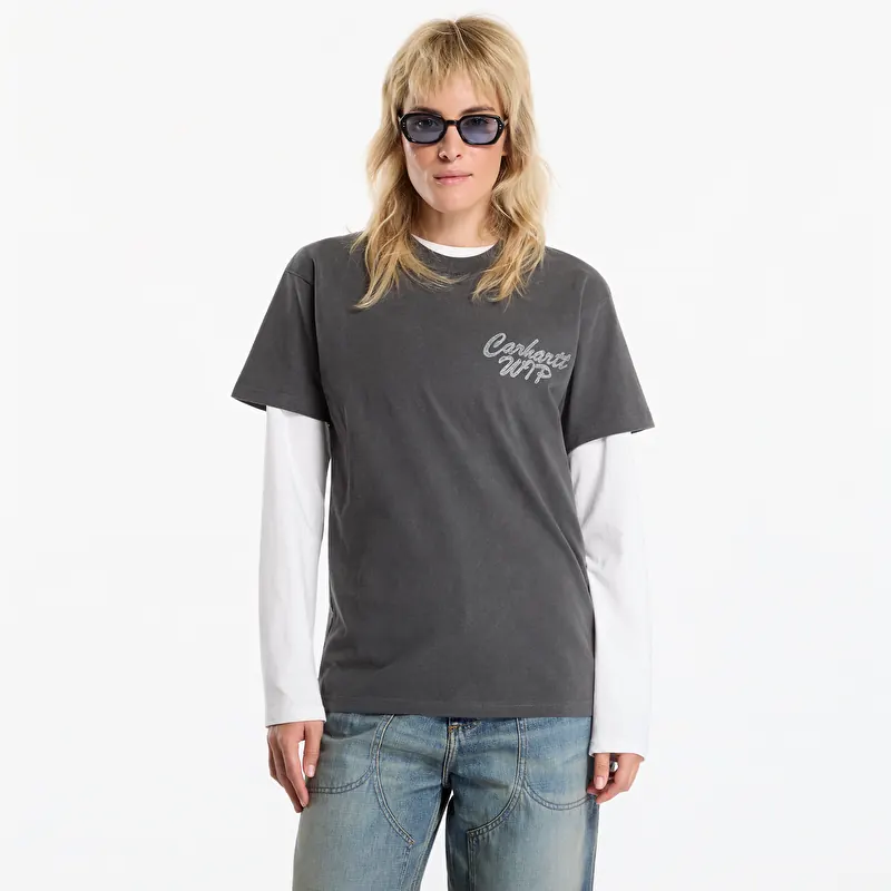 T-shirt Carhartt WIP S/S Hatching Script T-Shirt UNISEX Black Garment Dyed