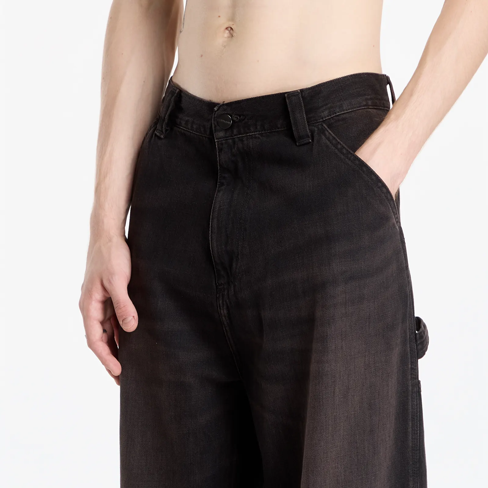 Jeans for menn Carhartt WIP OG Single Knee Pant Black Tobacco Used Wash