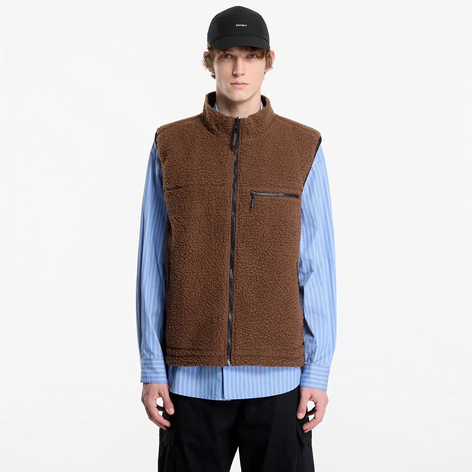 Men's vests Gramicci Reversible Sherpa Vest Dark Brown/black