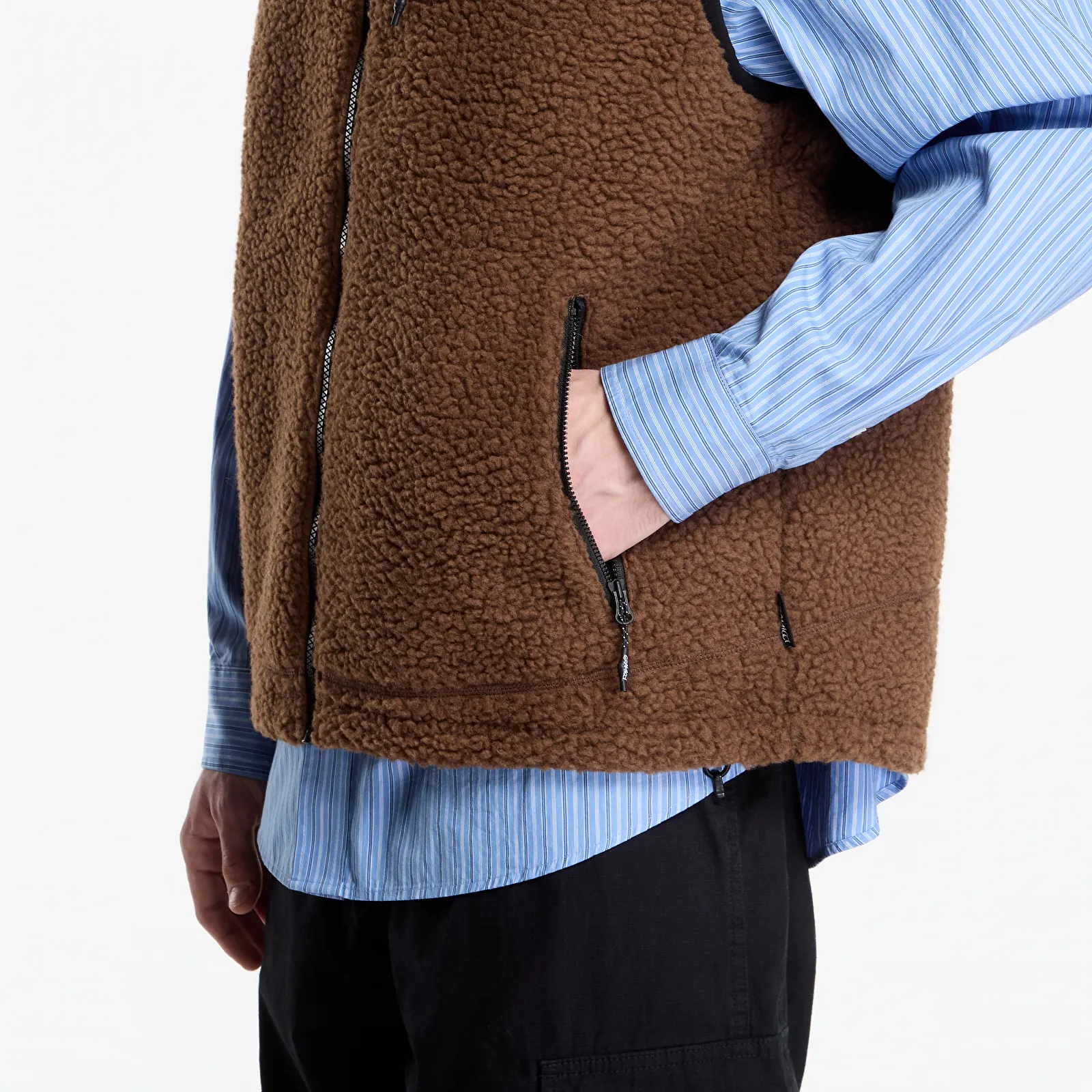 Men's vests Gramicci Reversible Sherpa Vest Dark Brown/black