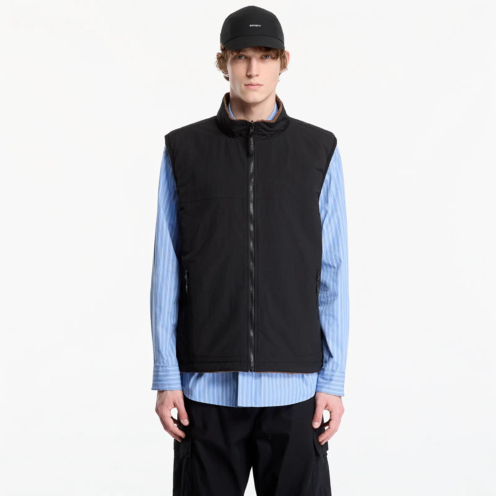 Men's vests Gramicci Reversible Sherpa Vest Dark Brown/black