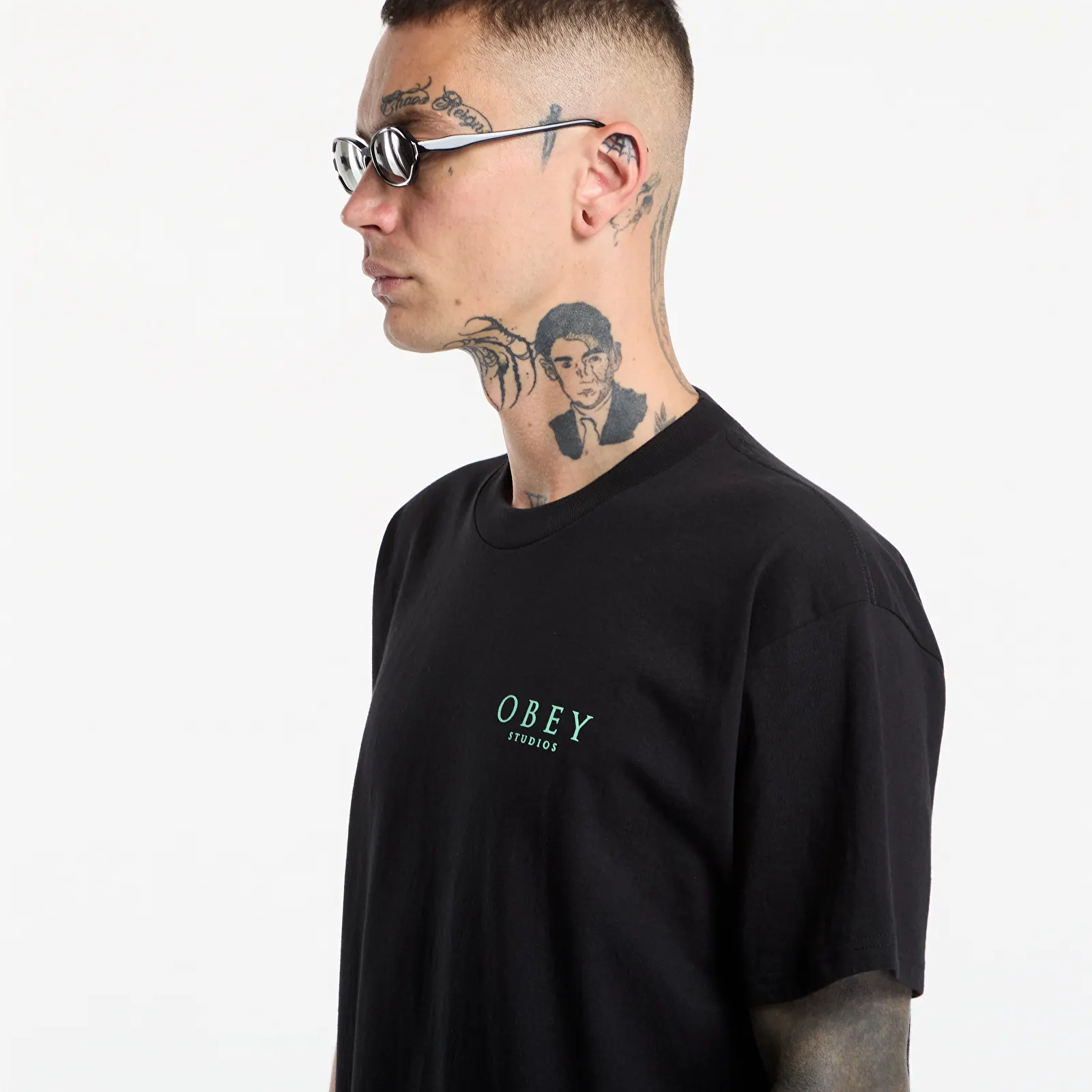 Heren T-shirts Obey Flores Robus Black