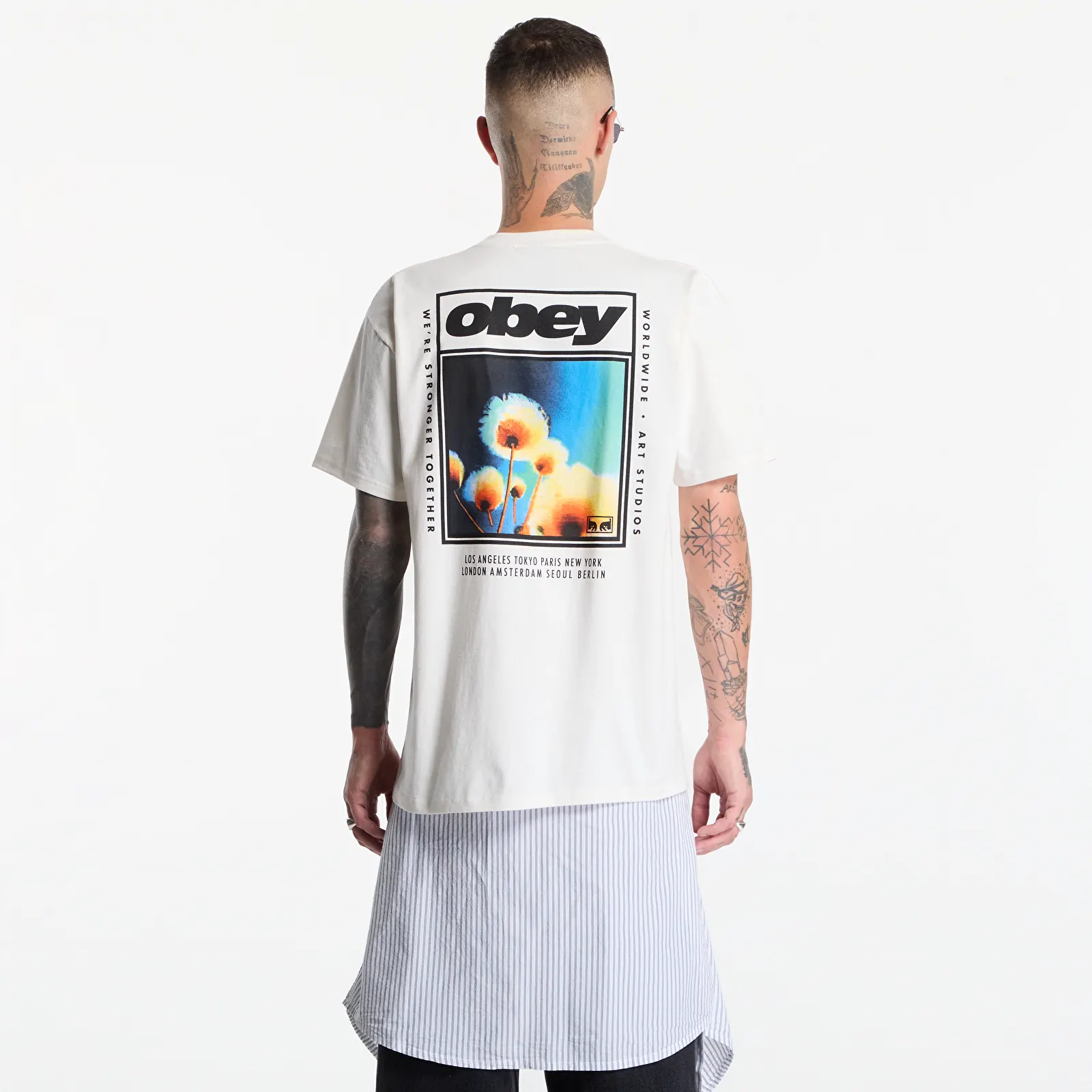 Heren T-shirts Obey Stronger Together Vintage White