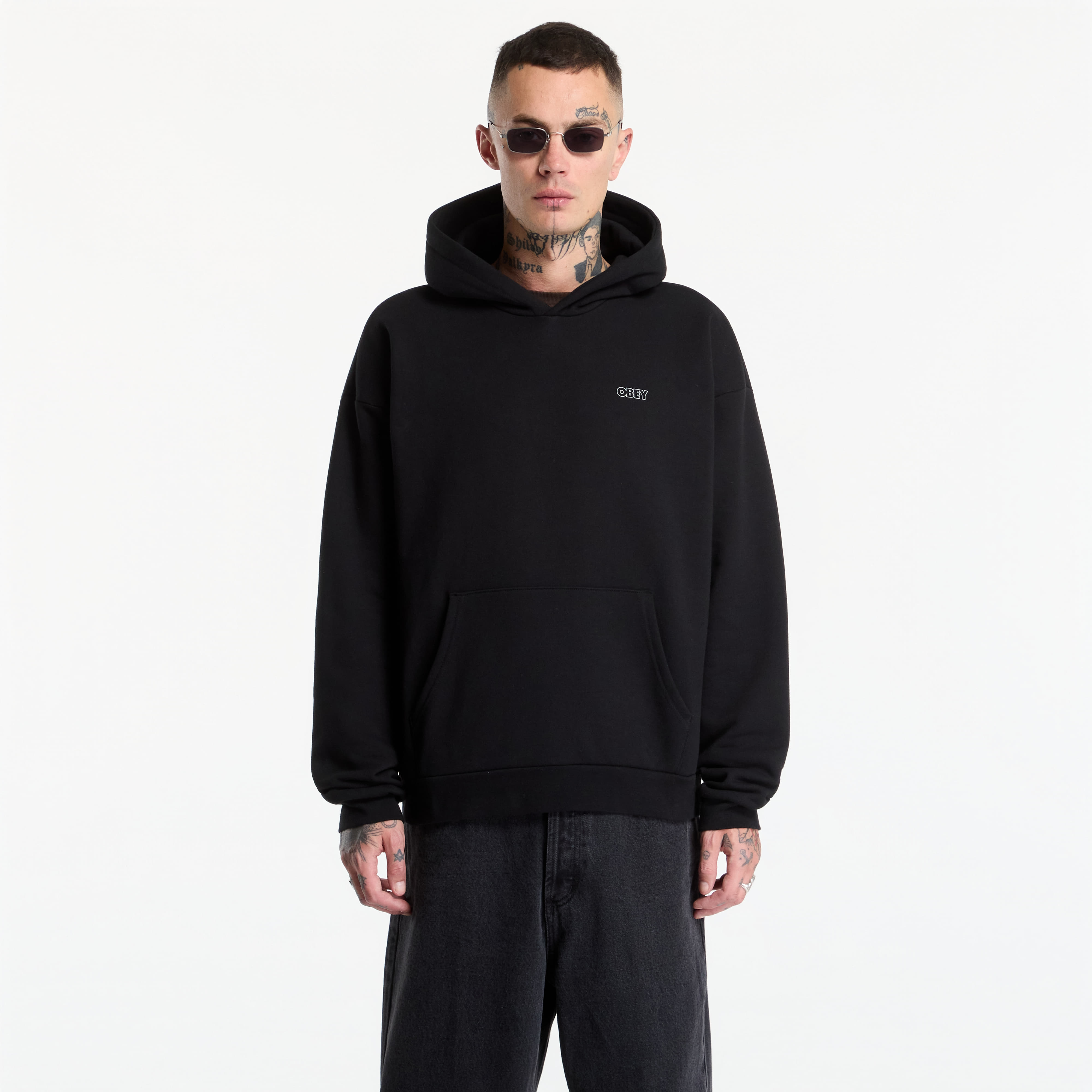 Суитшърт Obey Treble Extra Heavy Hood Black M