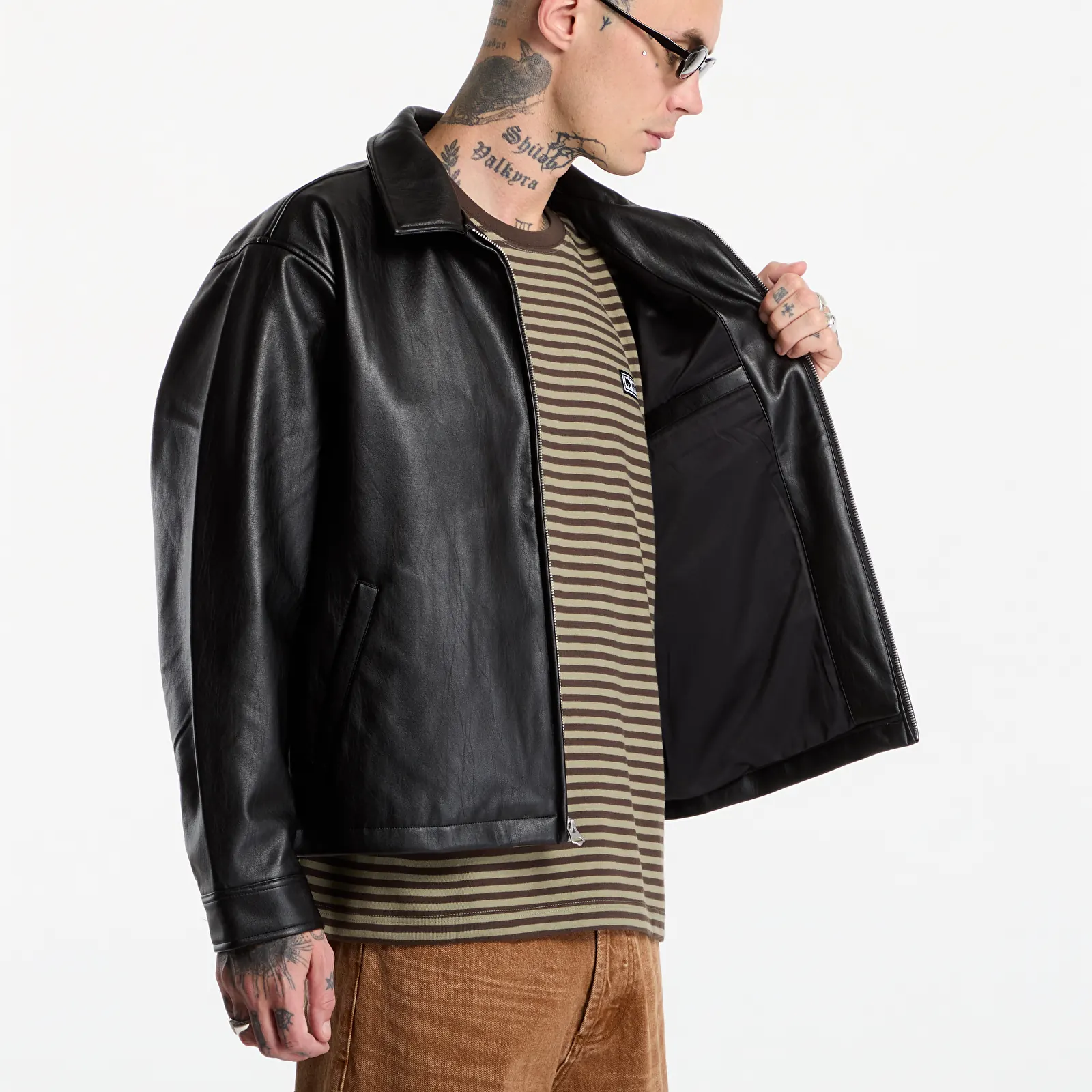Herrenjacken Obey Workman PU Jacket Black