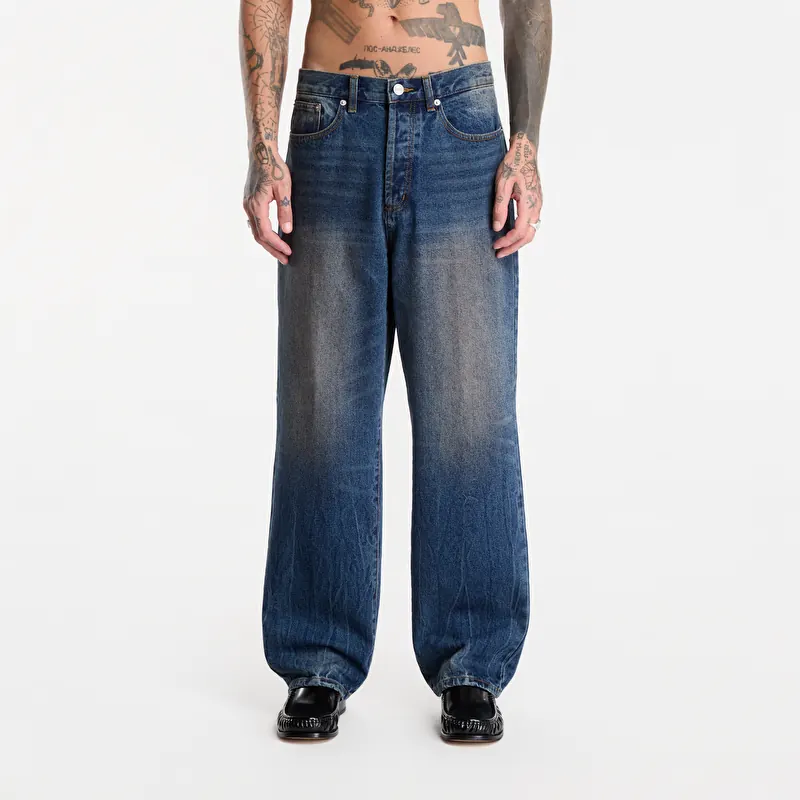 Džínsy Obey Classic Baggy Denim Oil Stained Indigo