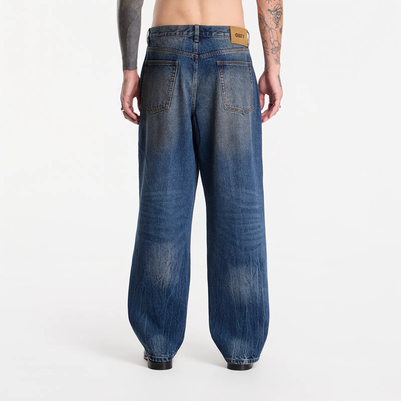 Pánské jeans  Obey Classic Baggy Denim Oil Stained Indigo