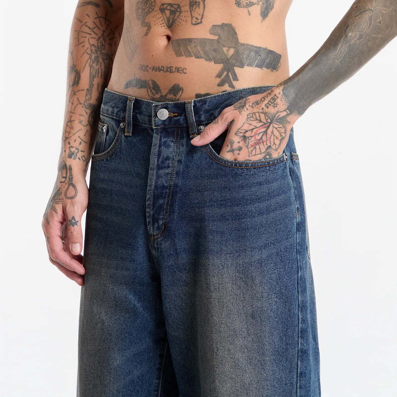 Pánské jeans  Obey Classic Baggy Denim Oil Stained Indigo