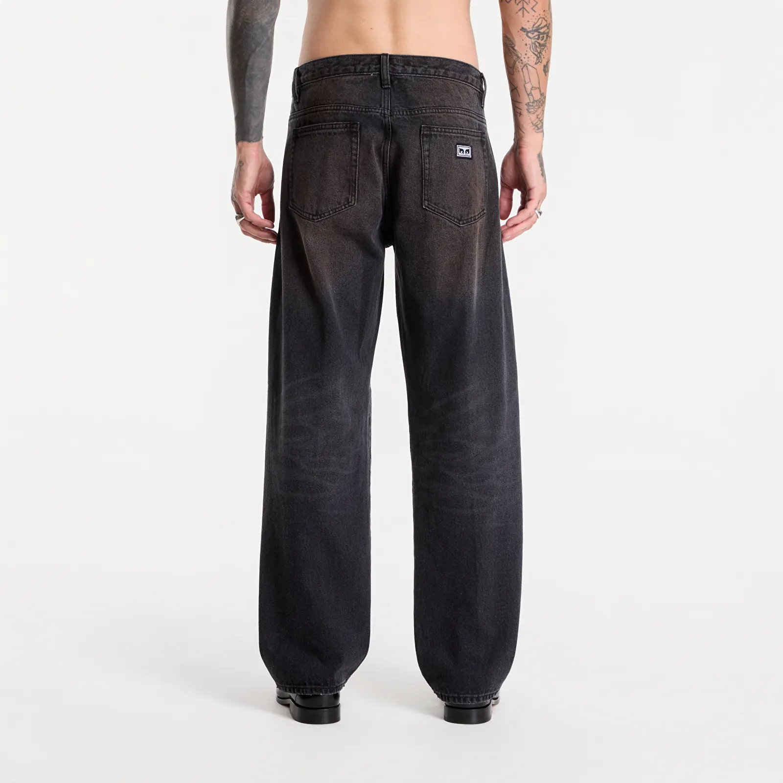 Džíny Obey Boxcar Straight Leg Denim Oxidized Black