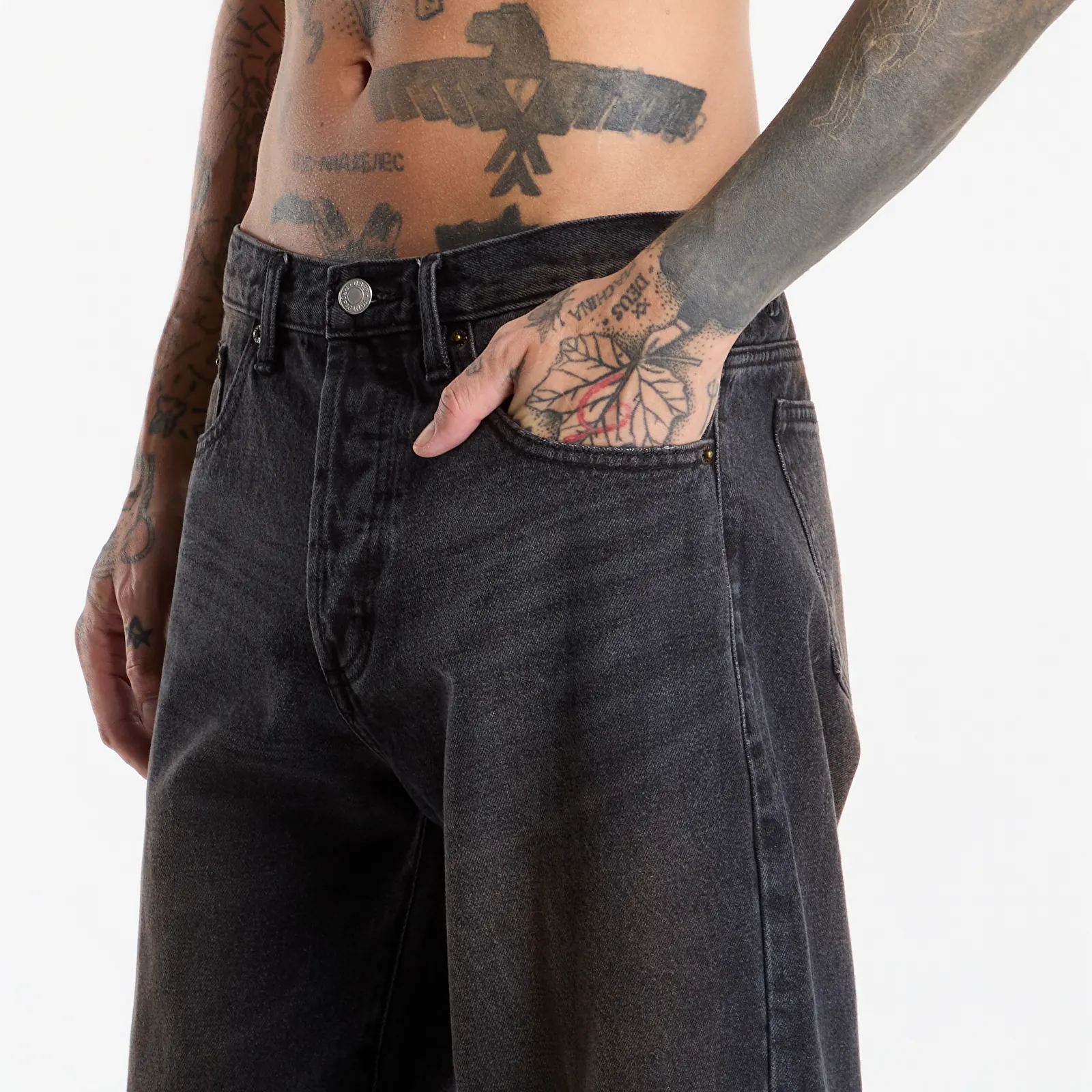 Džíny Obey Boxcar Straight Leg Denim Oxidized Black