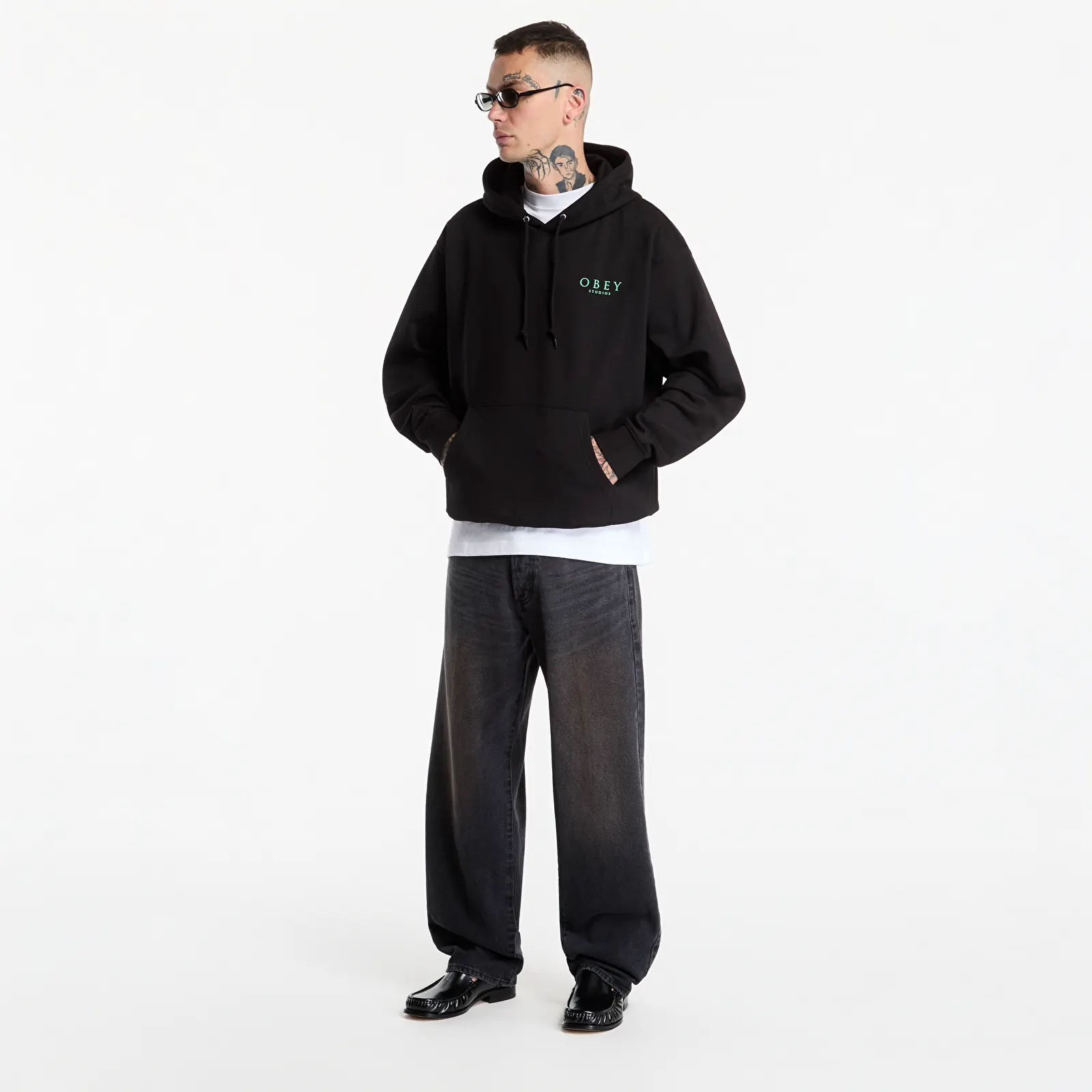 Džíny Obey Boxcar Straight Leg Denim Oxidized Black