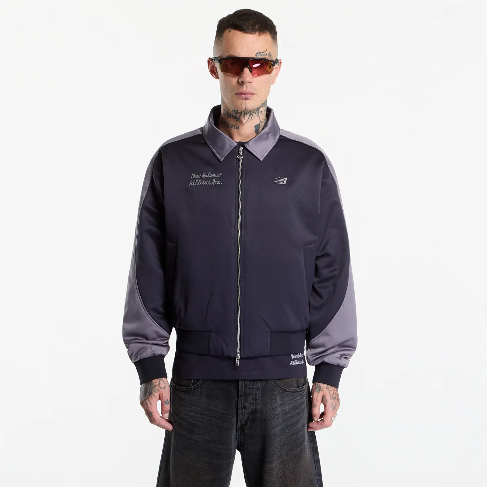 Pánske bundy New Balance Sport Legacy Stadium Jacket Dark Night/ Neptune Grey Pfp