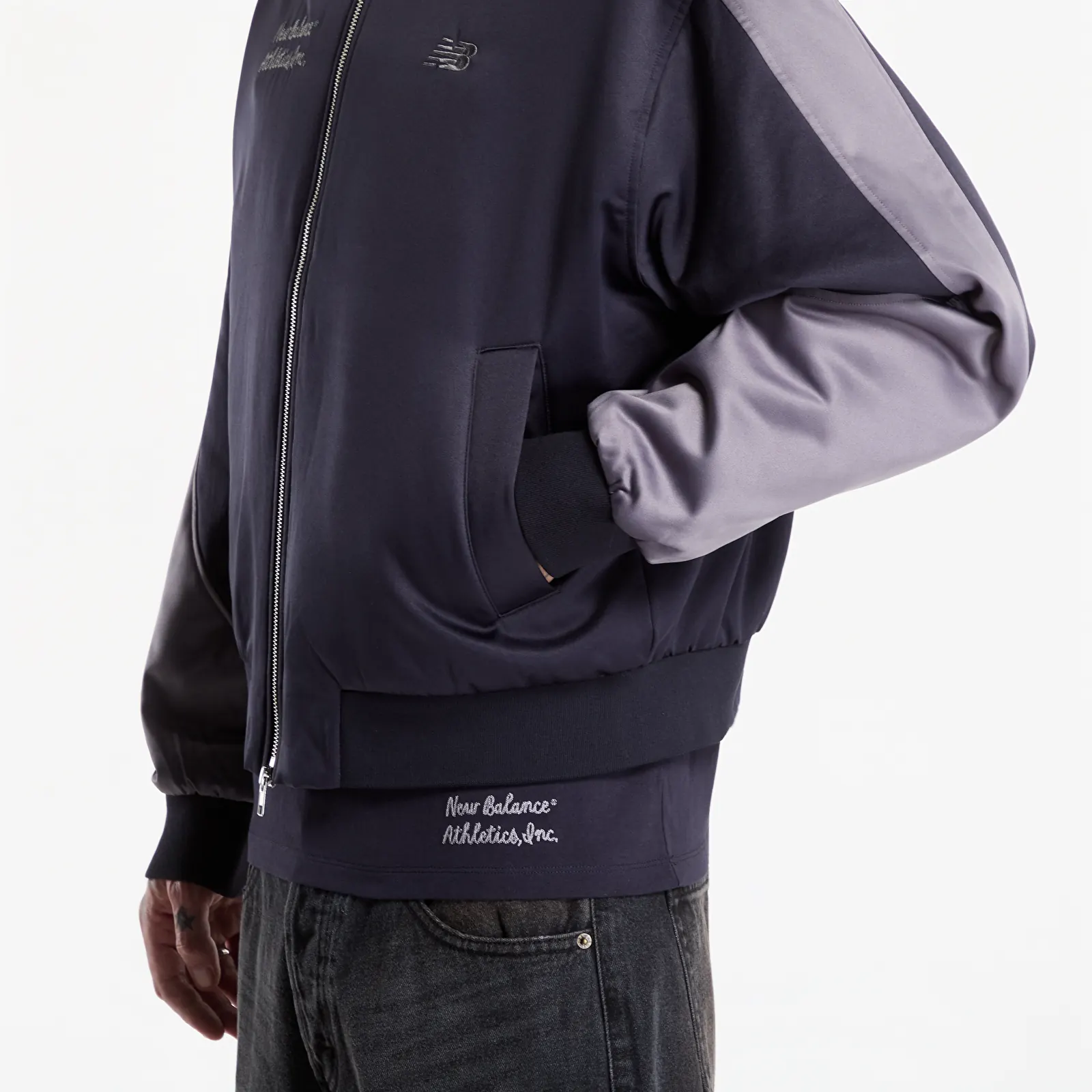 Pánske bundy New Balance Sport Legacy Stadium Jacket Dark Night/ Neptune Grey Pfp
