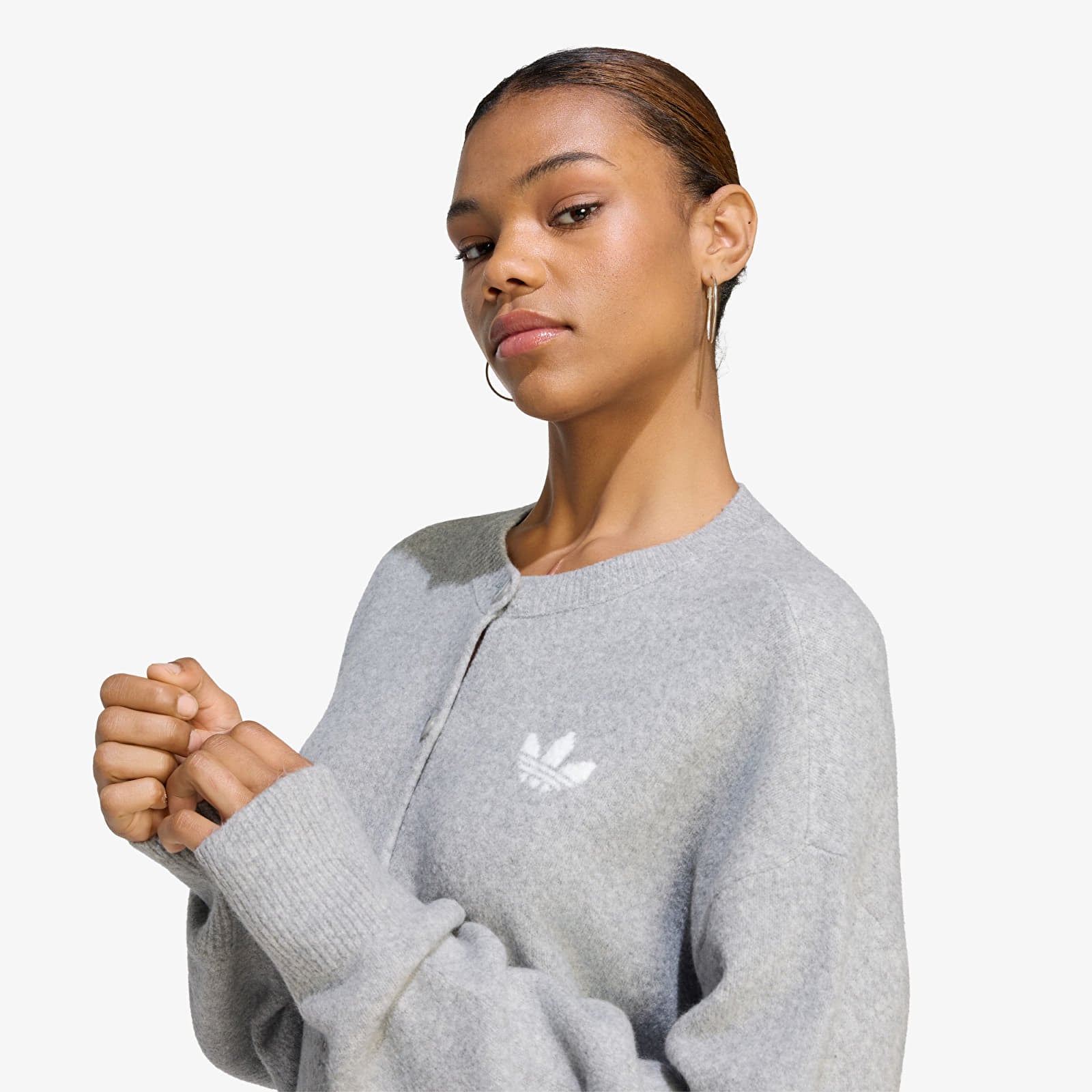 Γυναικείες ζακέτες adidas Essentials Knit Cardigan Medium Grey Heather