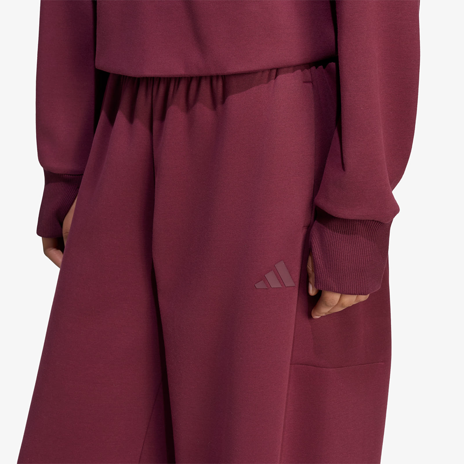 Women's Sweatpants adidas Soft Lux Winter Knit Barrel Pants Maroon