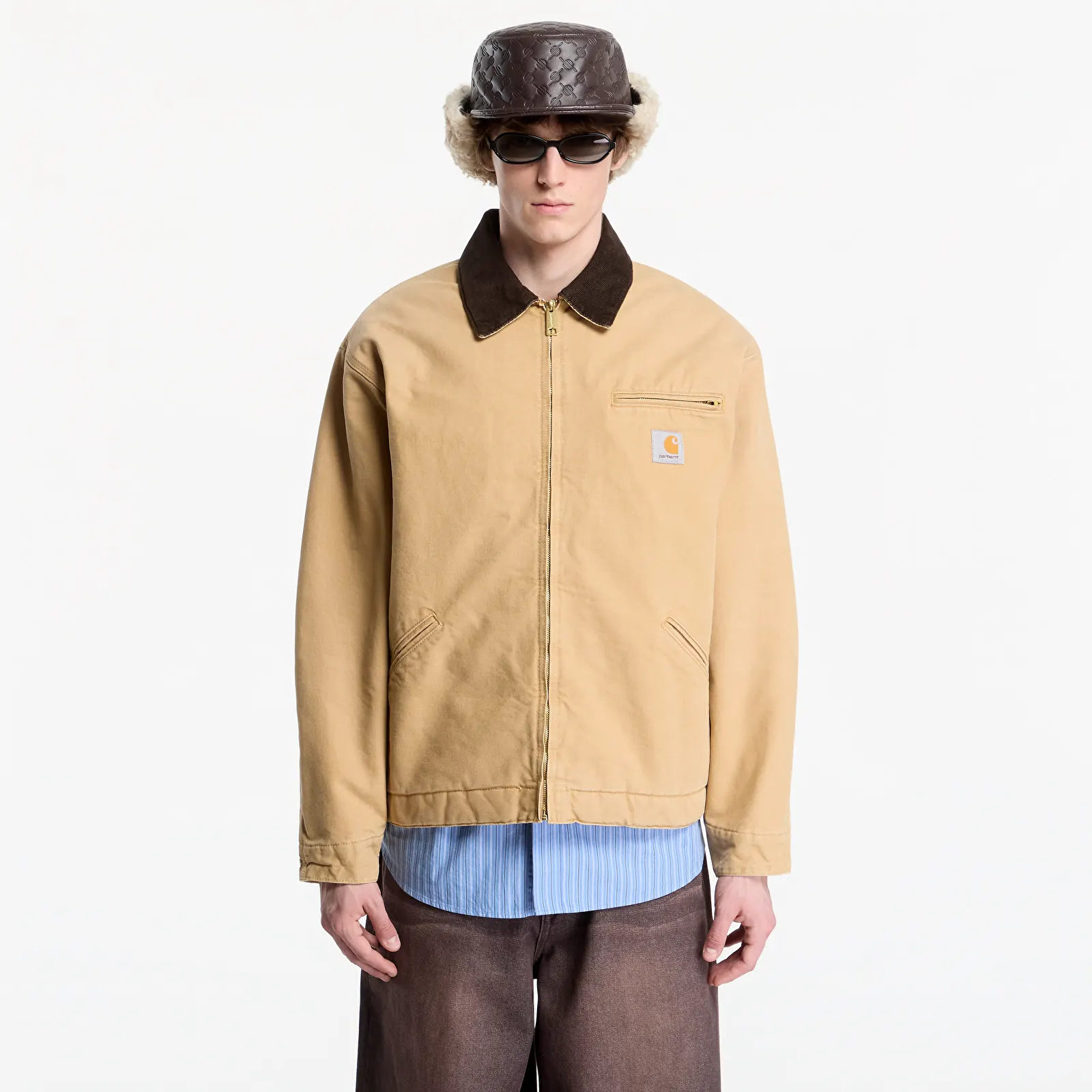 Men's jackets Carhartt WIP OG Detroit Jacket UNISEX WIP Dusty H/ Tobacco Stone Canvas