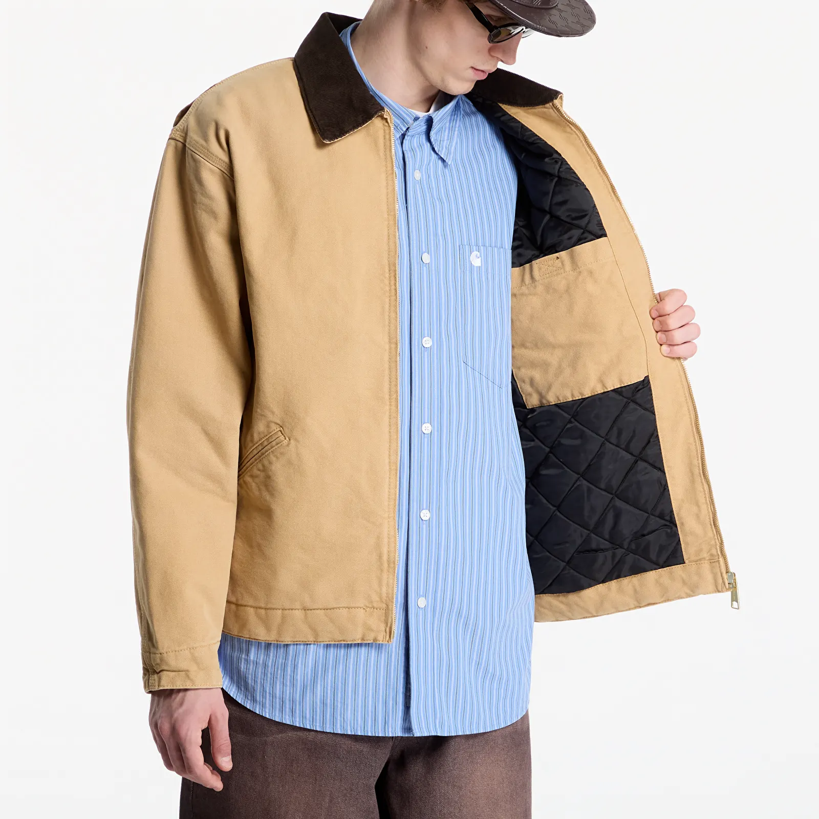 Men's jackets Carhartt WIP OG Detroit Jacket UNISEX WIP Dusty H/ Tobacco Stone Canvas