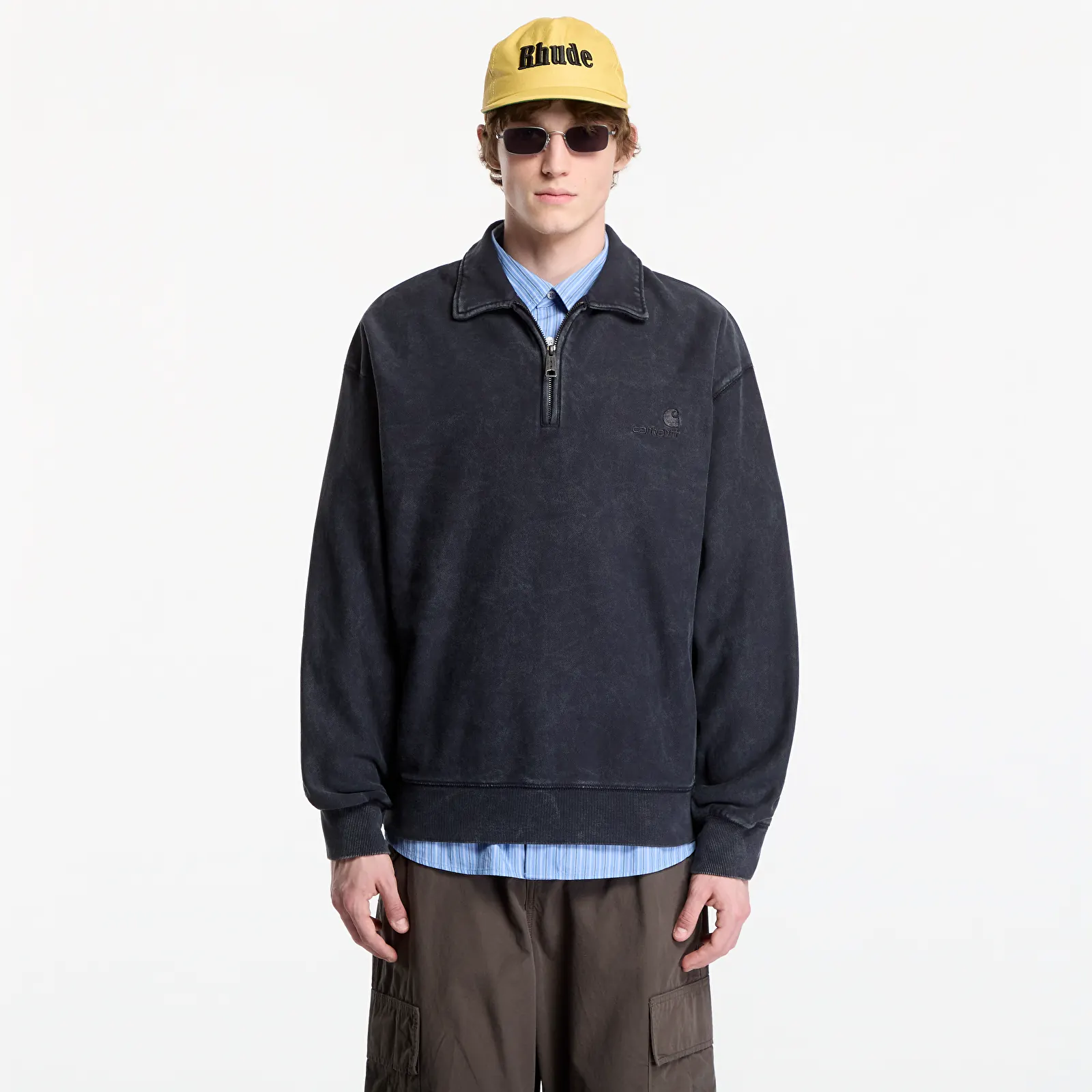 Camisolas de homem Carhartt WIP Lambert Polo Sweat UNISEX Black Moon Wash