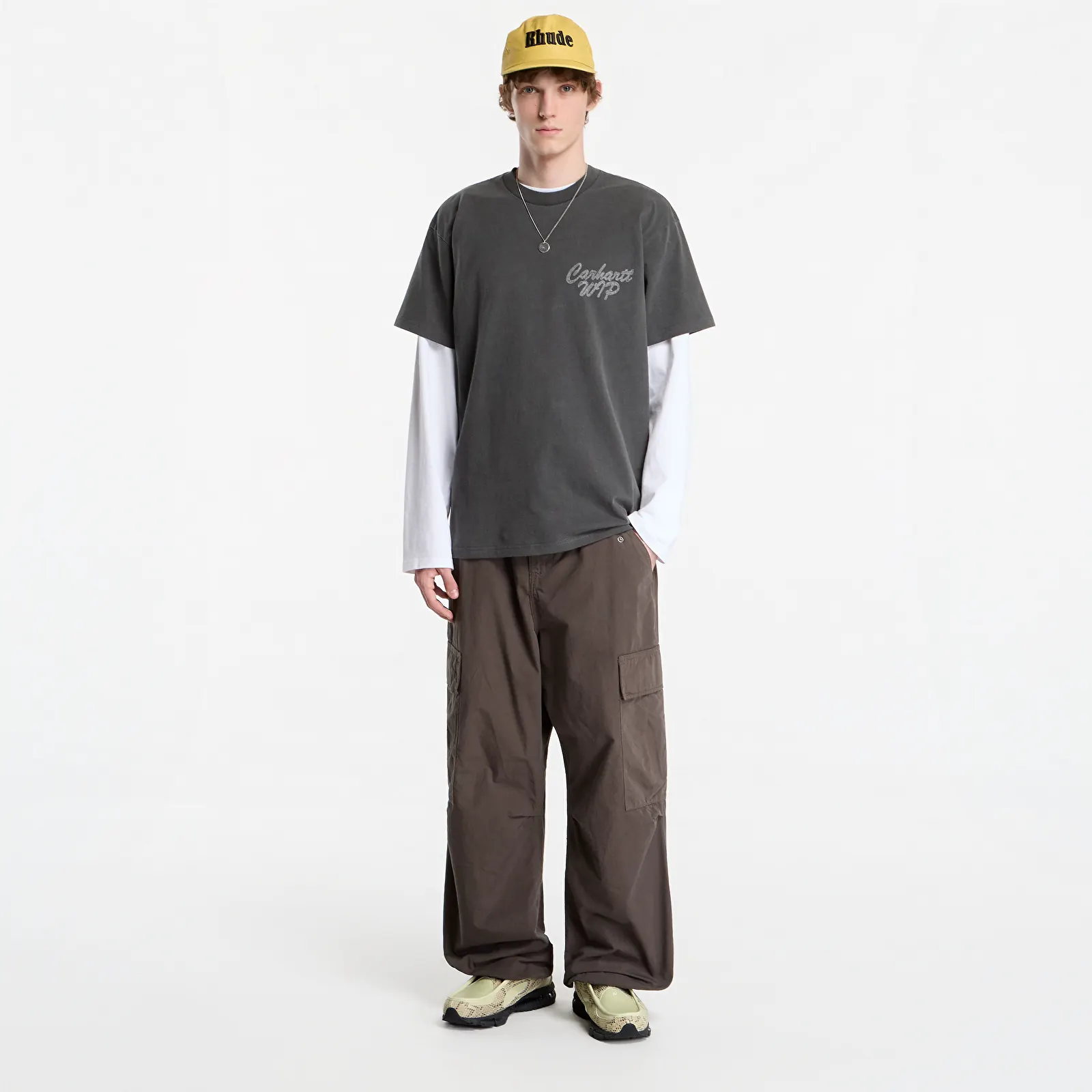 Muške hlače Carhartt WIP Osborn Cargo Pant UNISEX Shungite Garment Dyed