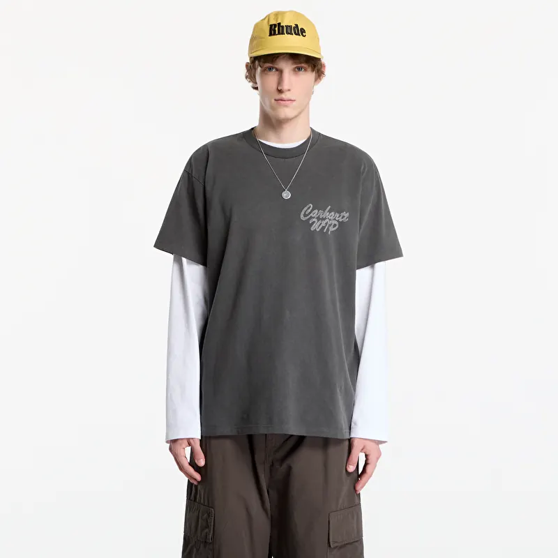 T-shirt Carhartt WIP S/S Hatching Script T-Shirt UNISEX Black Garment Dyed