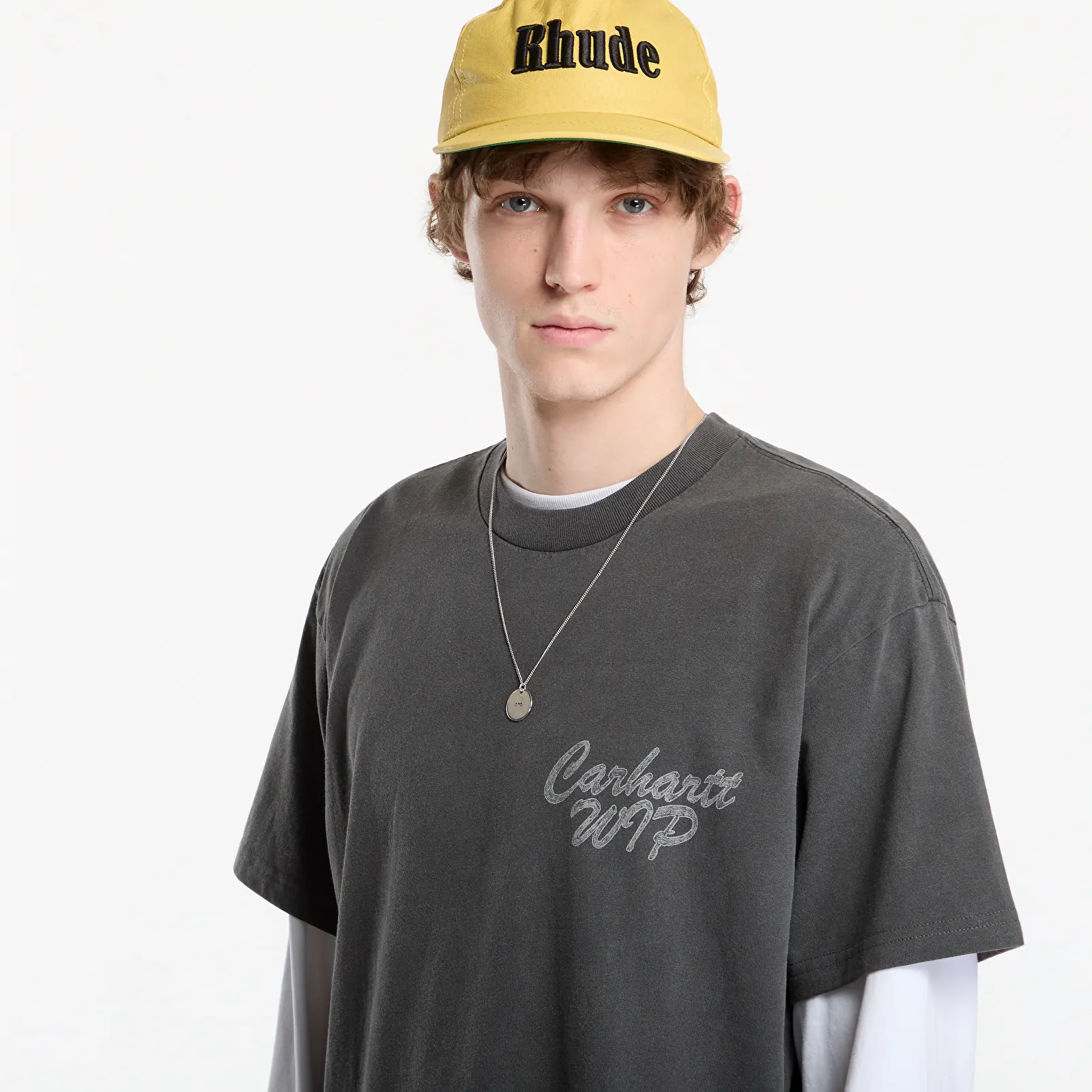 Férfi pólok Carhartt WIP S/S Hatching Script T-Shirt UNISEX Black Garment Dyed