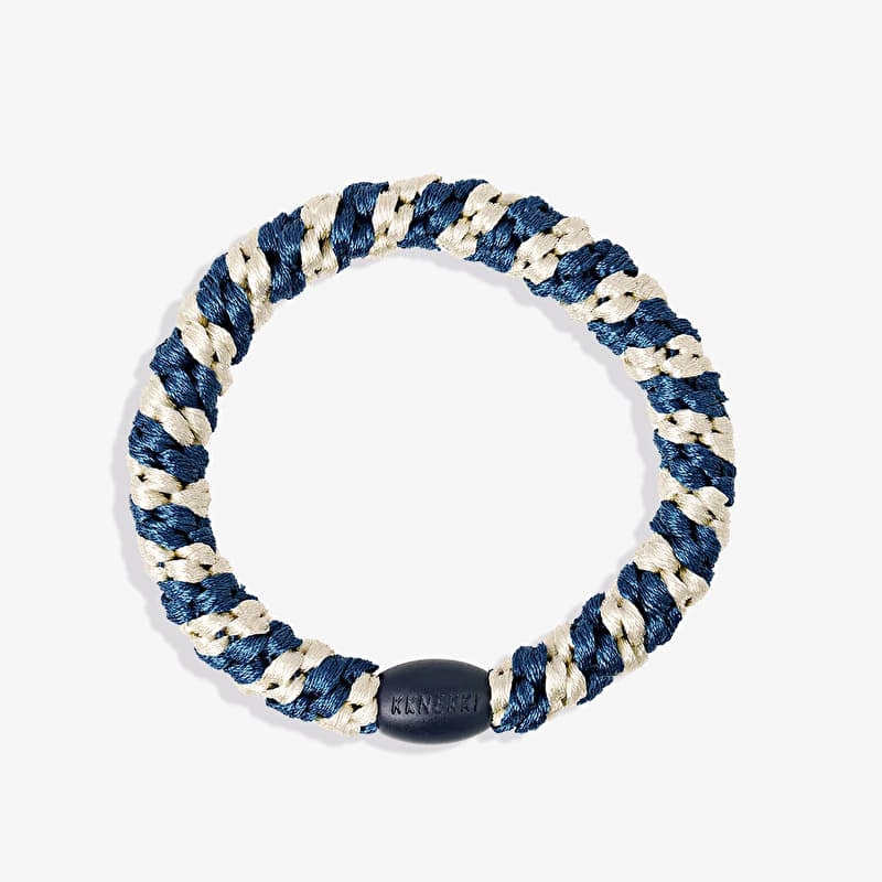 KKNEKKI Hair Tie Indigo Ivory Stripe Blue