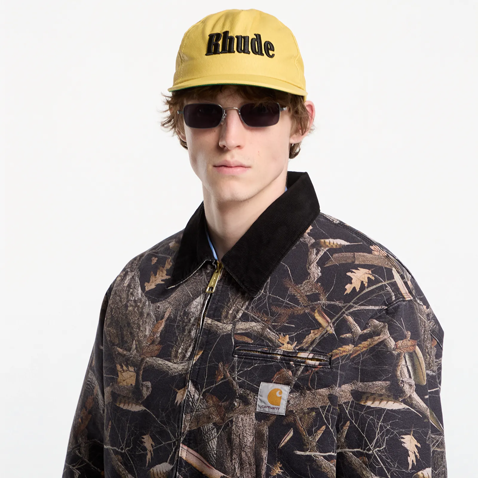 Men's jackets Carhartt WIP OG Detroit Jacket UNISEX Camo Feather Tree, Black/ Black Heavy Stone Wash