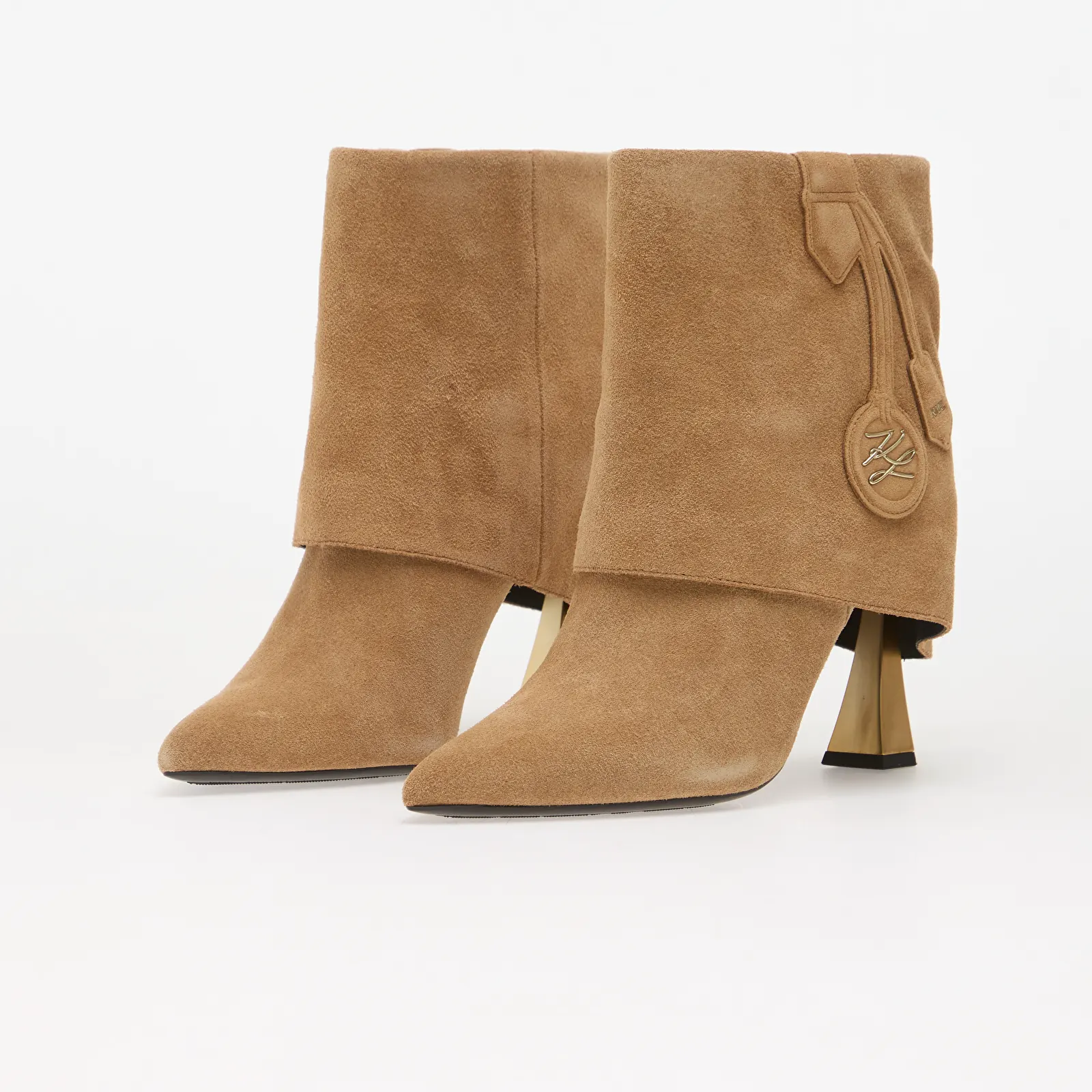 Γυναικείες μπότες Karl Lagerfeld Jeans Debutante Pendulum Fold Down Bt Tan Suede