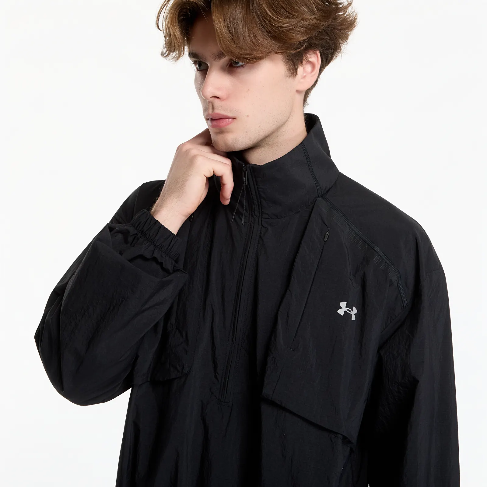 Jachete Windbreaker pentru bărbați Under Armour Unstoppable Woven Half Zip Solid Ultimate Black