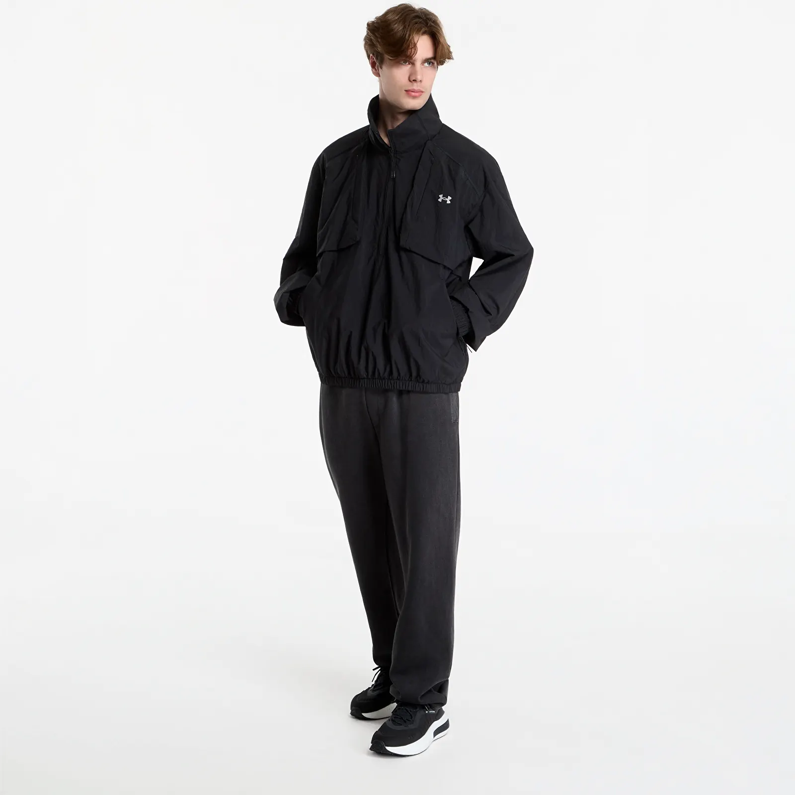 Jachete Windbreaker pentru bărbați Under Armour Unstoppable Woven Half Zip Solid Ultimate Black