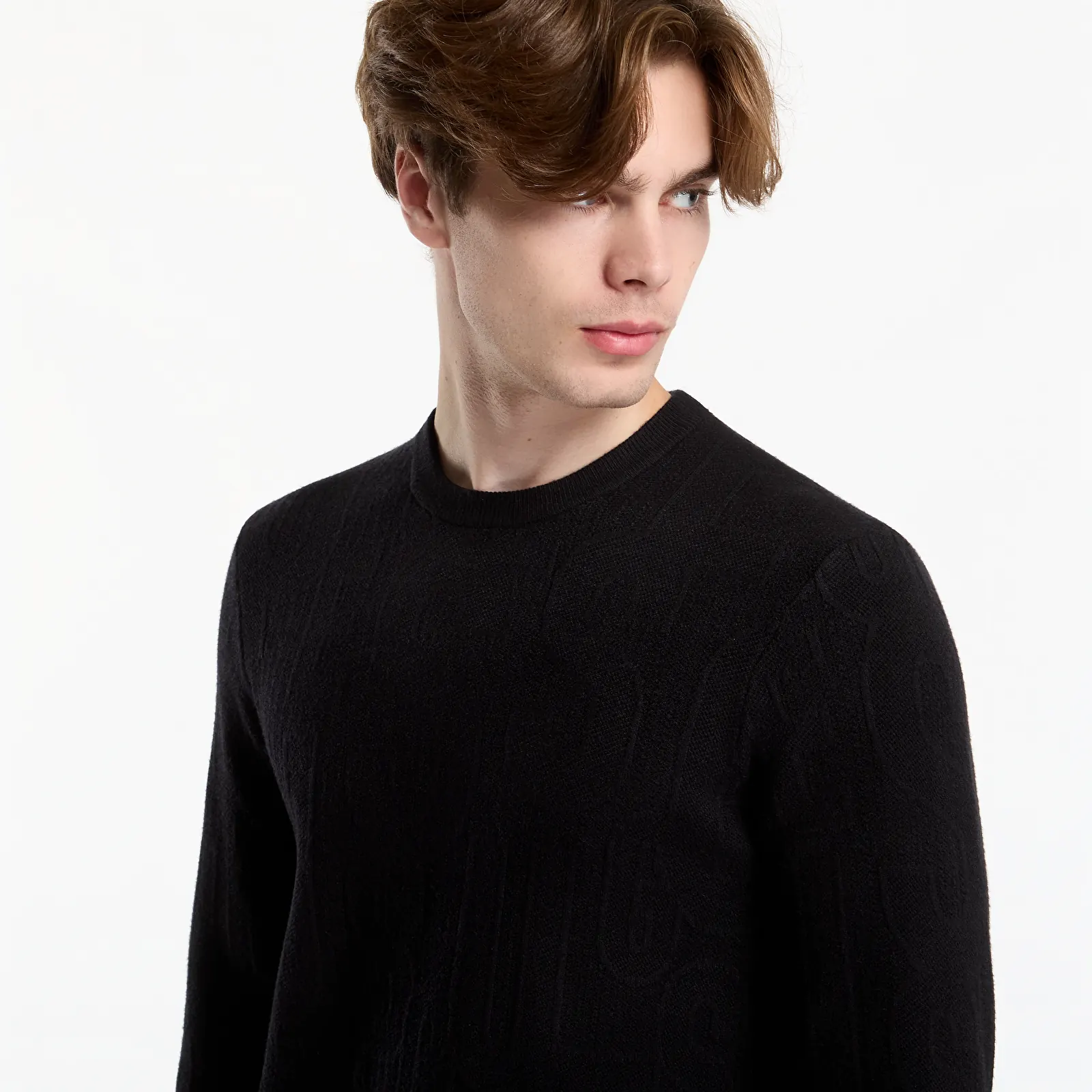Pullover Guess Jeans Nestor Cn Allover Logo Sweater Allover Logo Jet Black