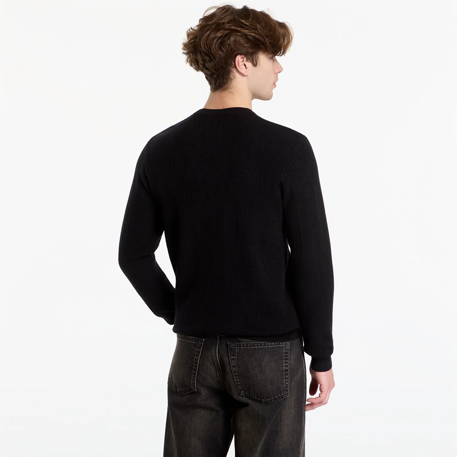 Pullover Guess Jeans Nestor Cn Allover Logo Sweater Allover Logo Jet Black