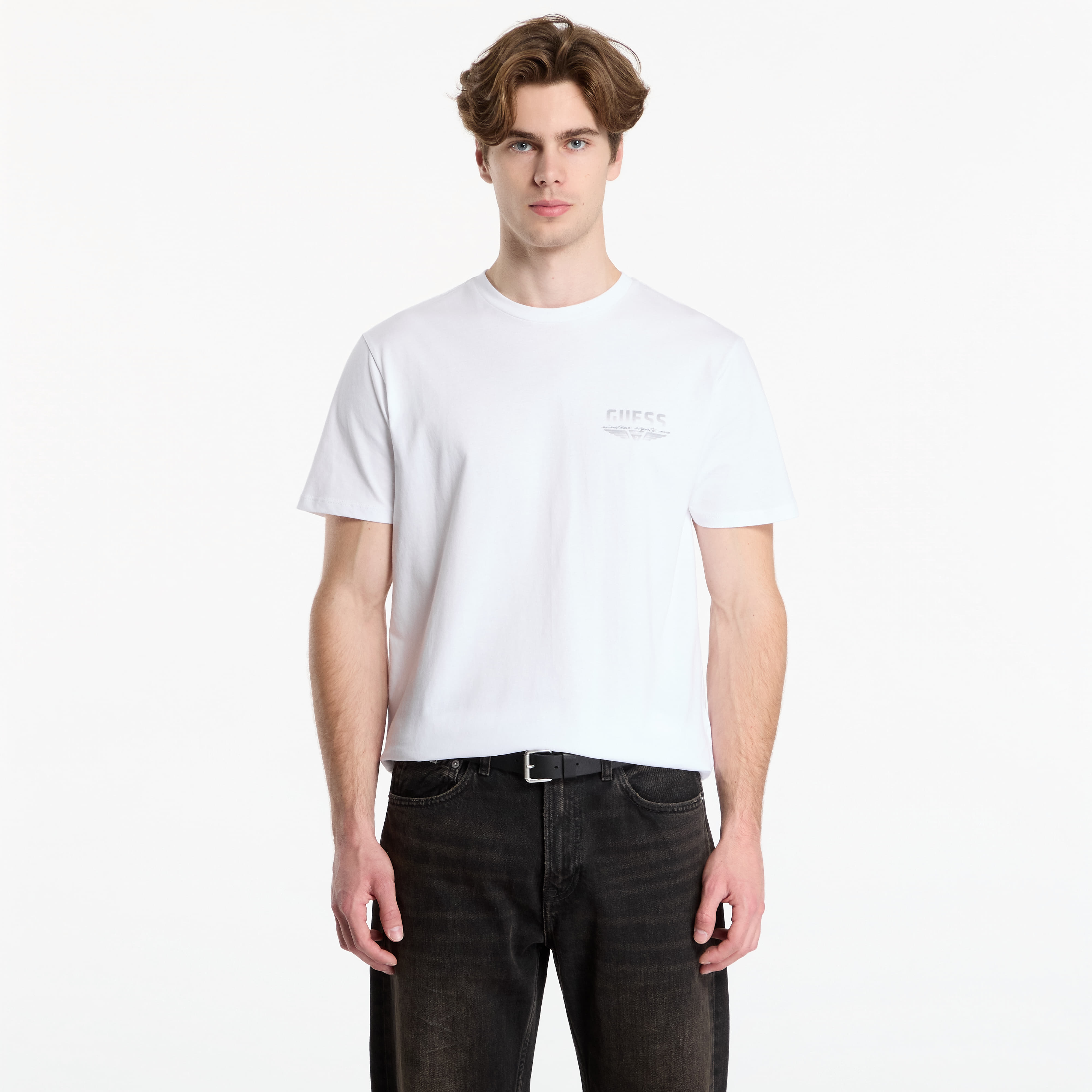Тениска Guess Jeans Ss Bsc City Bridge Tee Pure White Multi XL