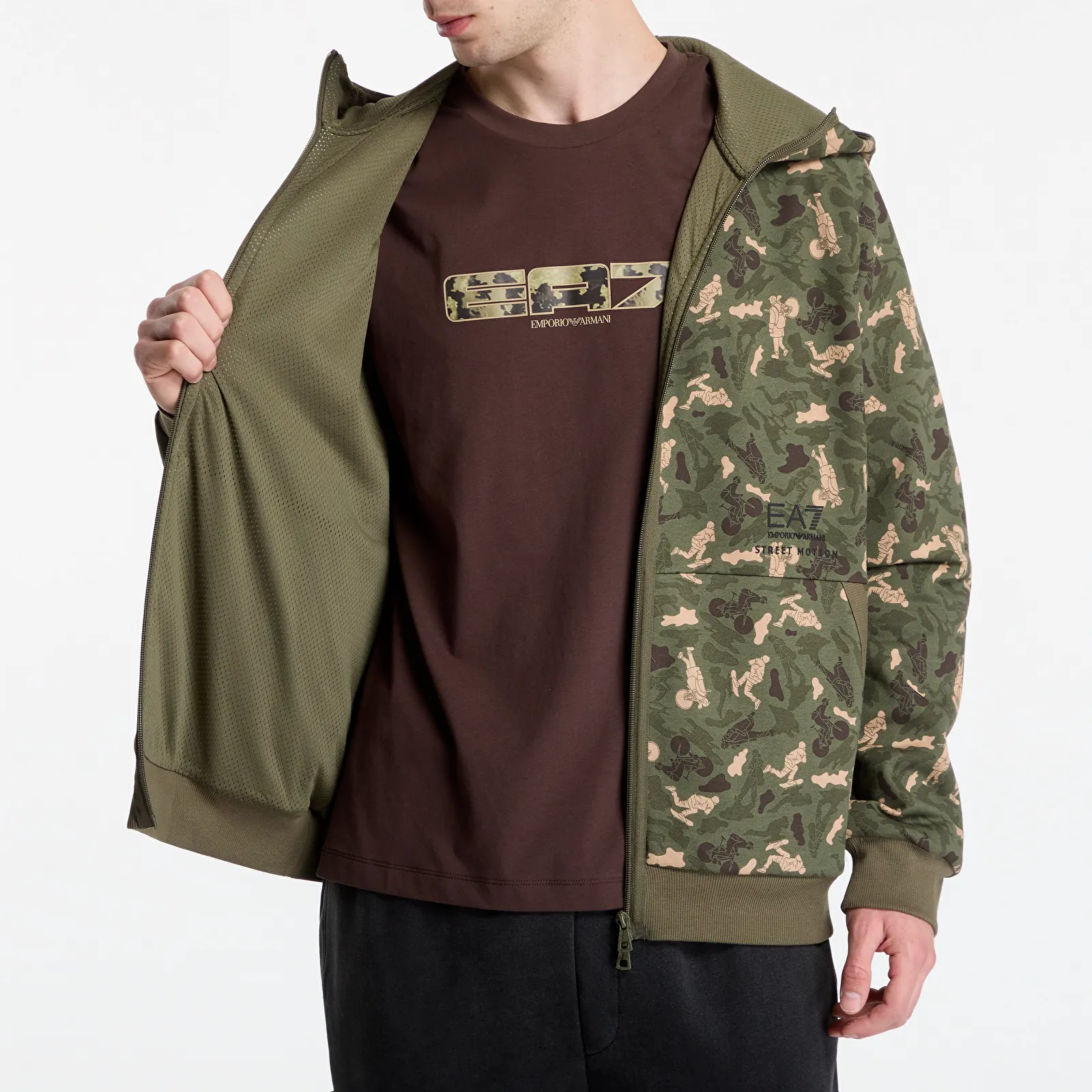 Hættetrøjer og sweatshirts EA7 Emporio Armani Train Graphic Series M Hoodie Green Fancy Camou