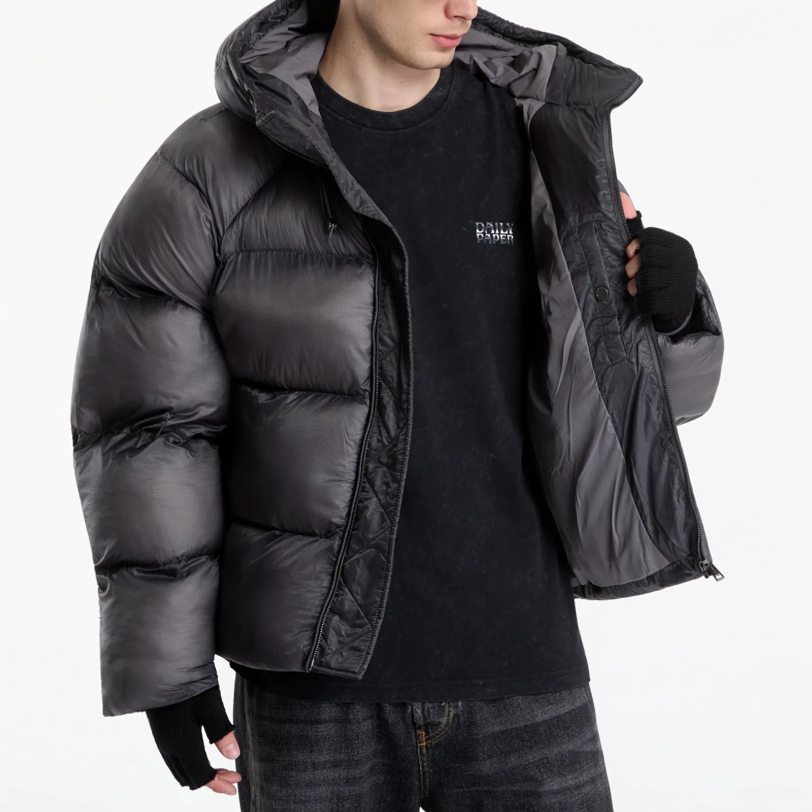 Ανδρικά σακάκια Daily Paper Raglan Sleeve Dias Puffer Jacket Black
