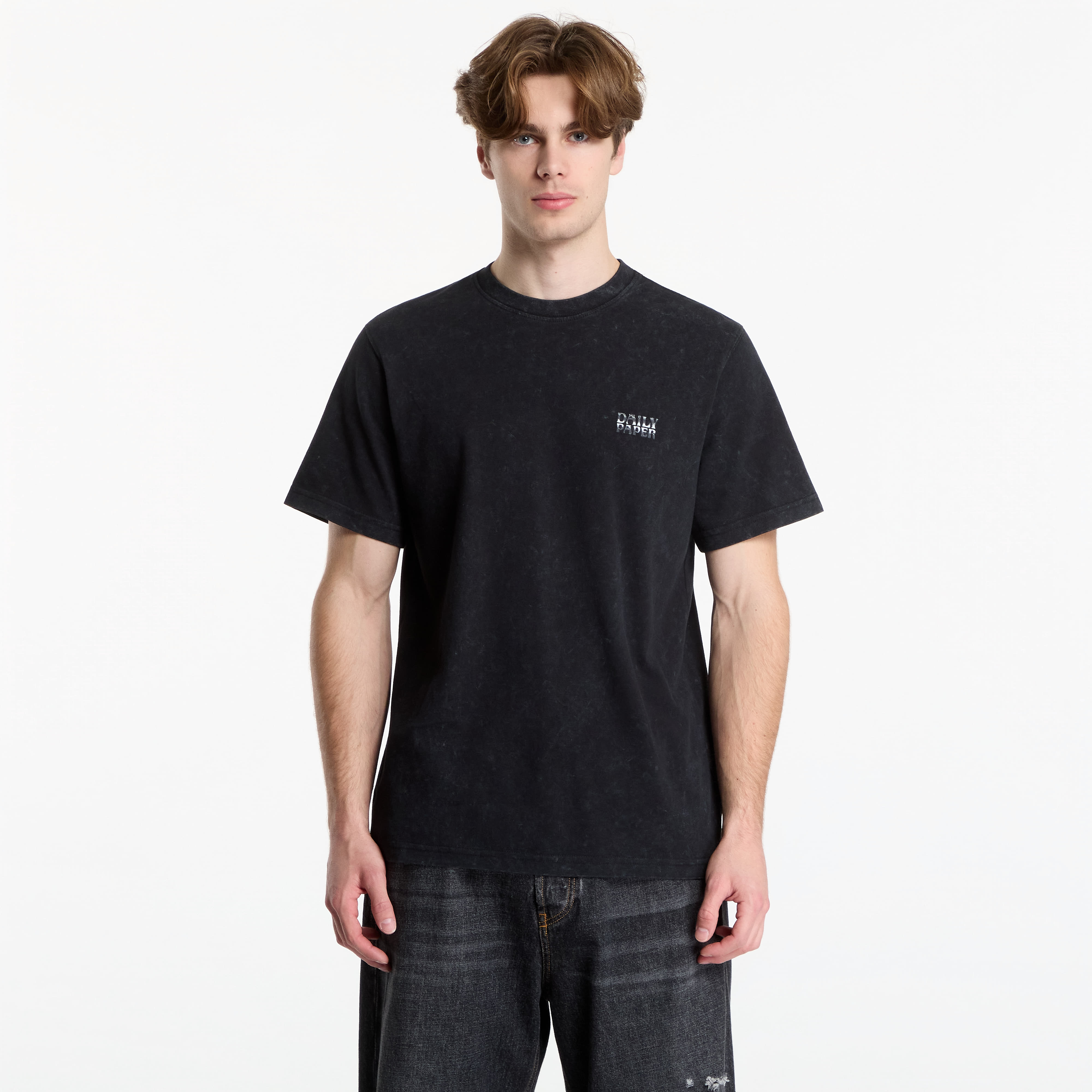 Póló Daily Paper Textured Metallic Shield T Shirt Washed Black M