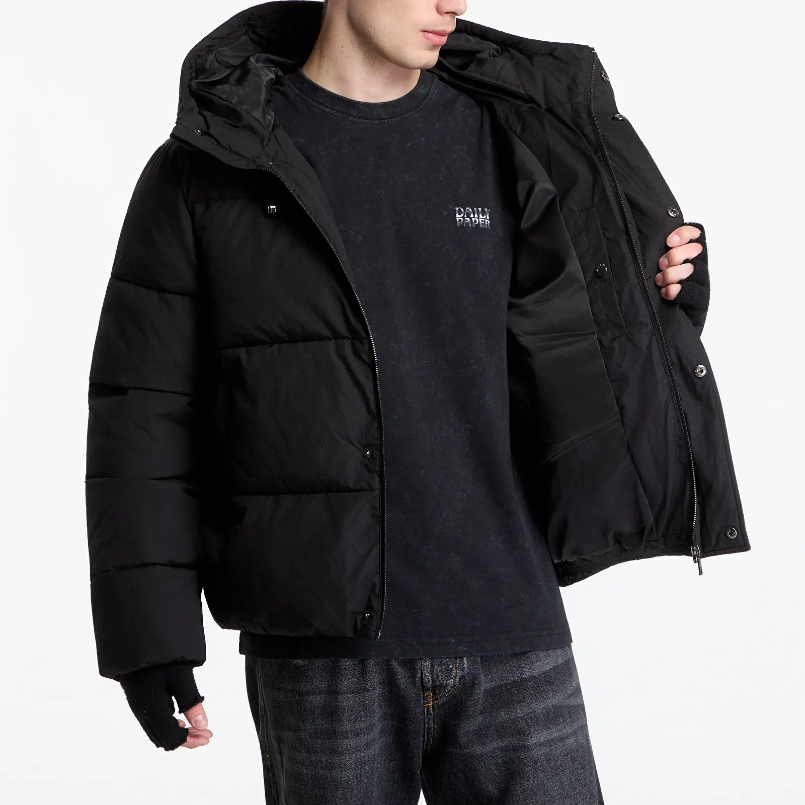 Men's jackets Daily Paper Sealed Monogram Puffer Jacket Black
