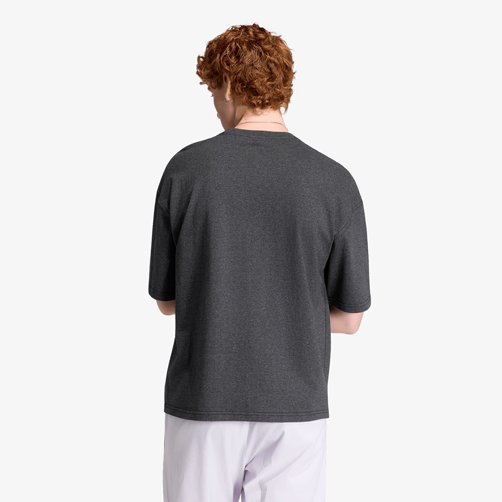 T-Shirts Männer adidas Trefoil Essentials Melange Loose Cropped T-Shirt Dark Grey Heather