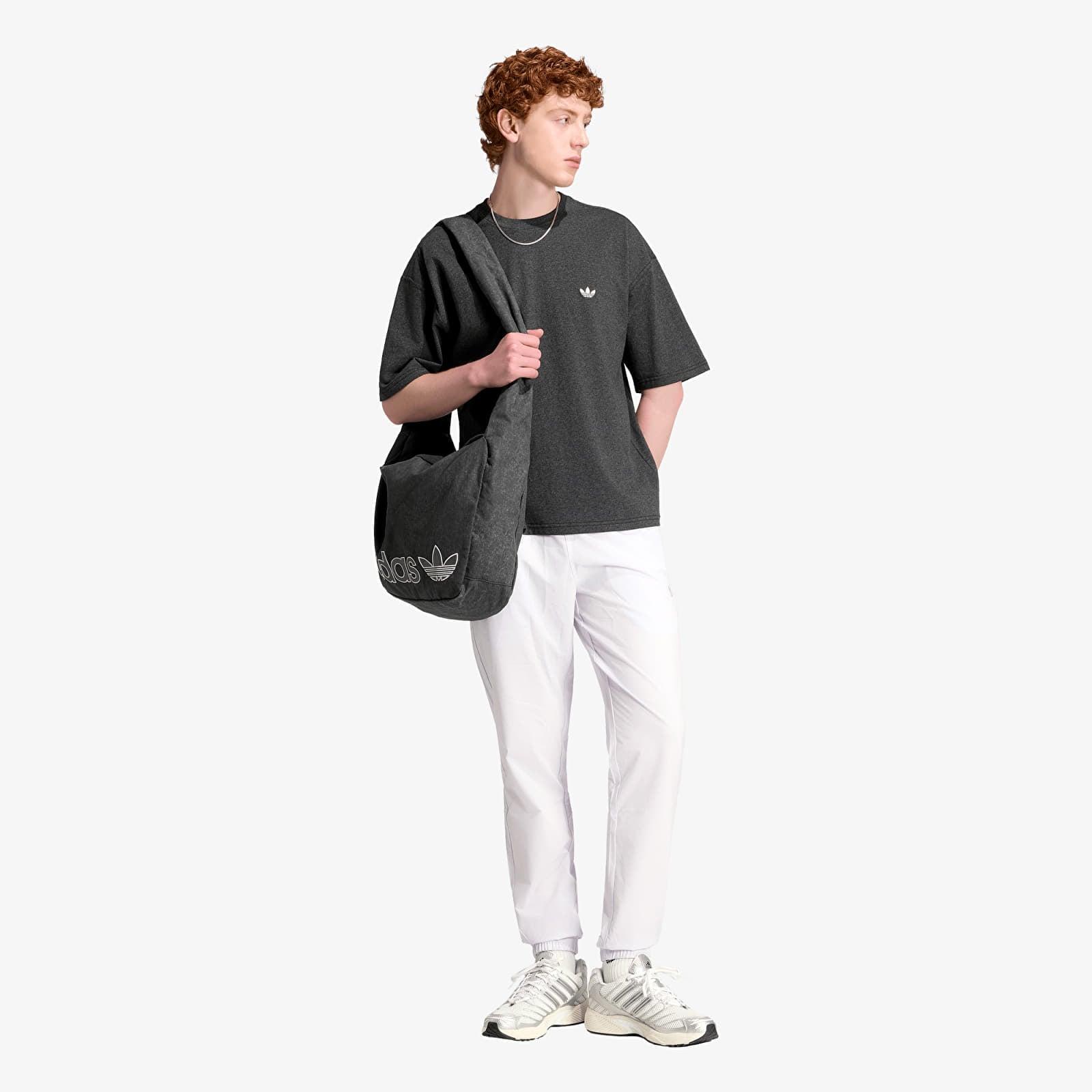 T-Shirts Männer adidas Trefoil Essentials Melange Loose Cropped T-Shirt Dark Grey Heather