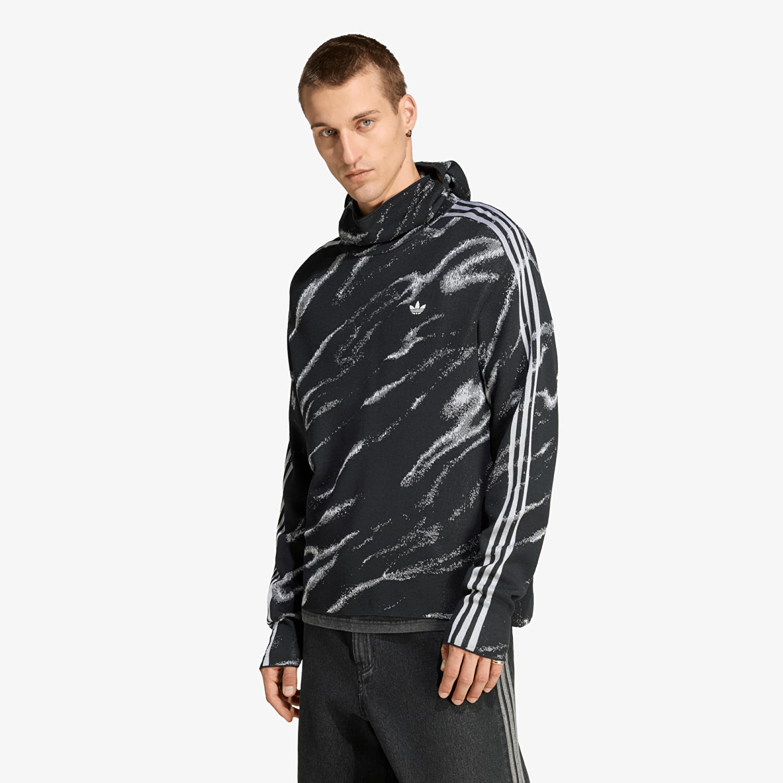 Men's sweatshirts adidas Adilenium 6 Knitted Hoodie Black/ Grey Three