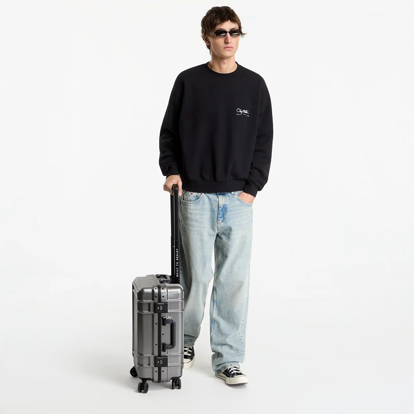 Pánské mikiny Obey Autograph Crew Black