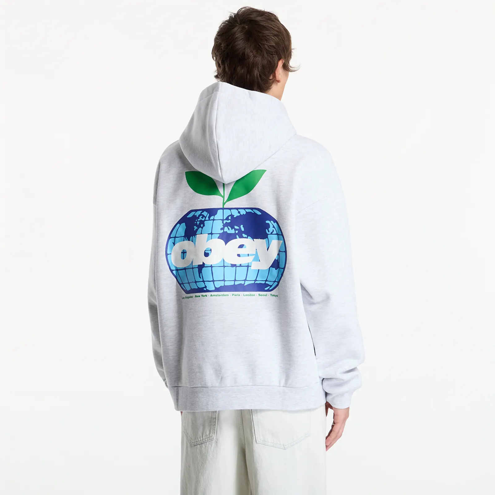 Pánské mikiny Obey Intercontinental Extra Heavy Hood Ash Grey