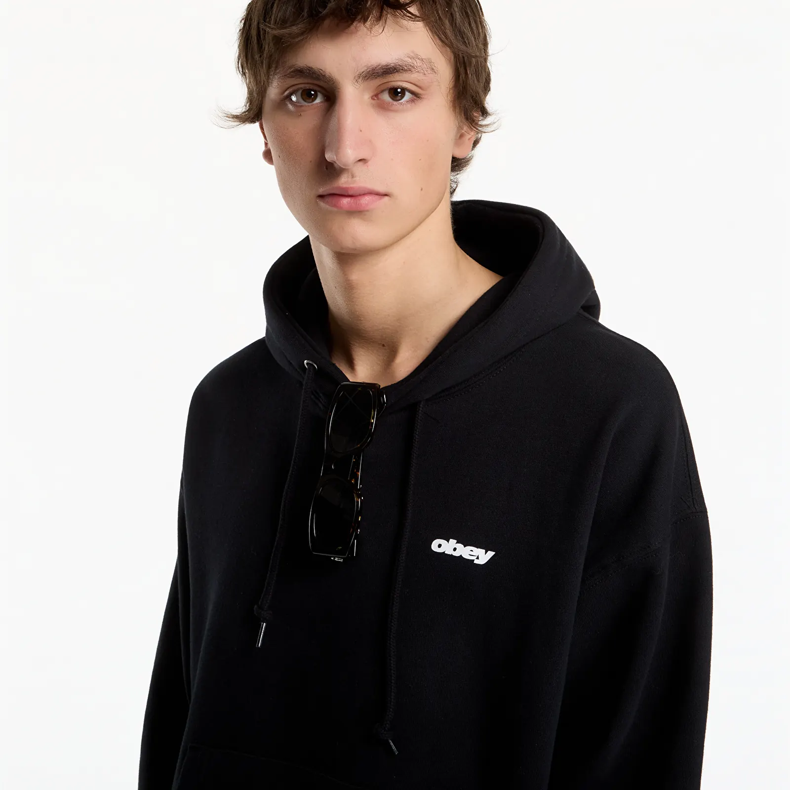 Pánské mikiny Obey League Hood Black
