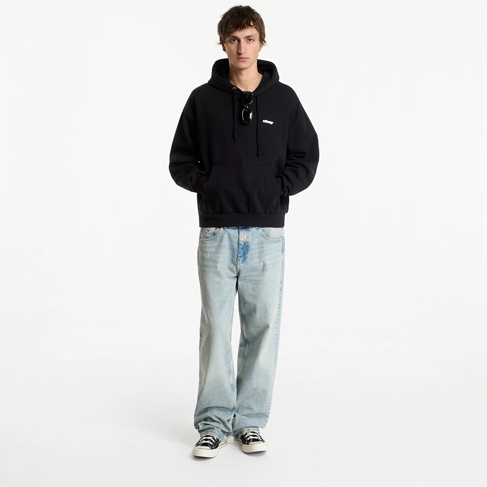 Pánské mikiny Obey League Hood Black