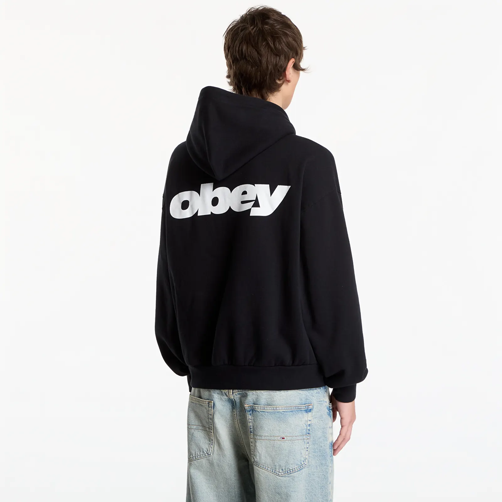 Pánské mikiny Obey League Hood Black