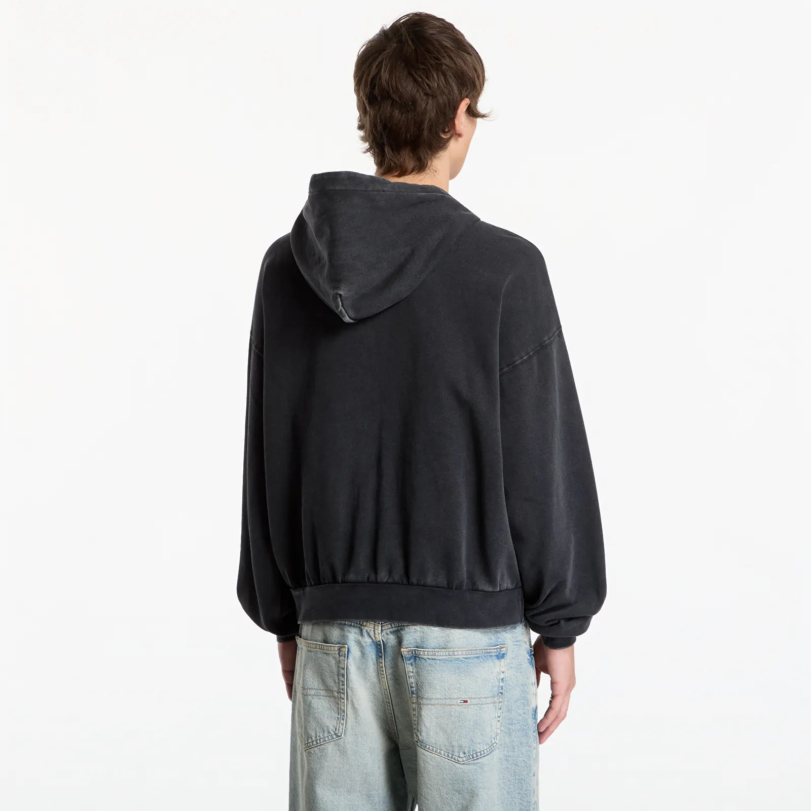 Férfi kapucnis pulcsik Obey Post Zip Hood Dusty Black Limo