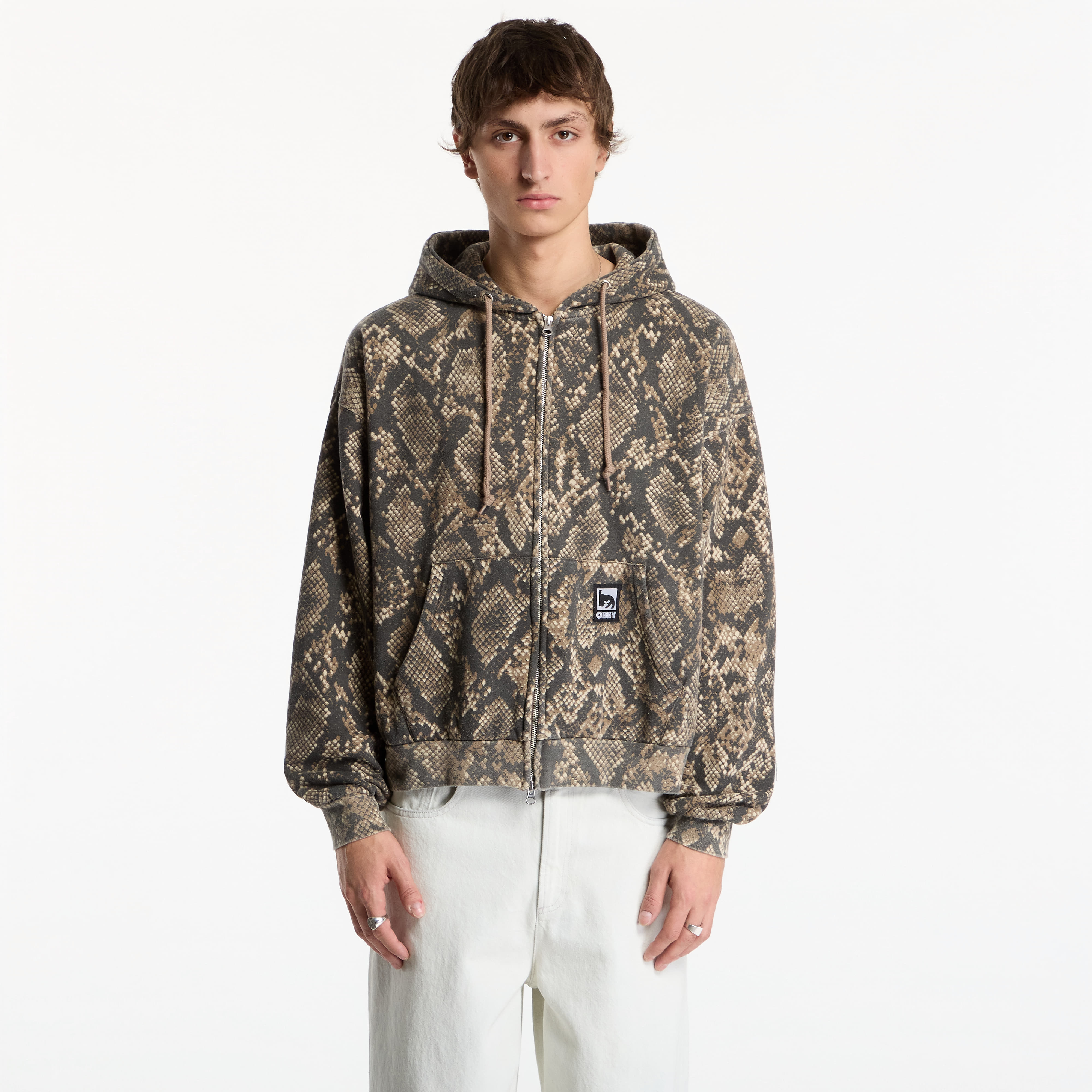Суитшърт Obey Post Zip Hood Dusty Vintage Rattlesnake L