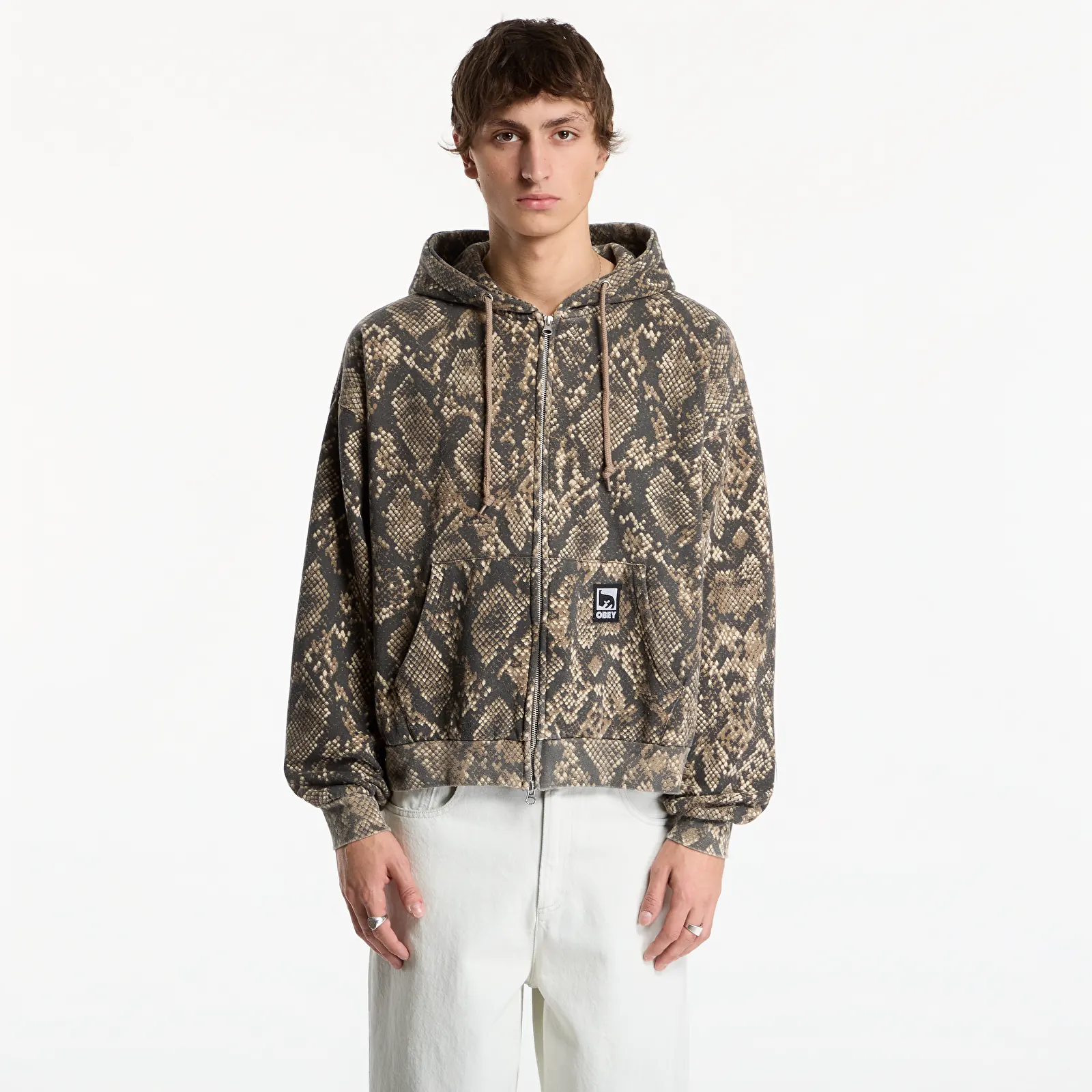 Sweats à capuche homme Obey Post Zip Hood Dusty Vintage Rattlesnake